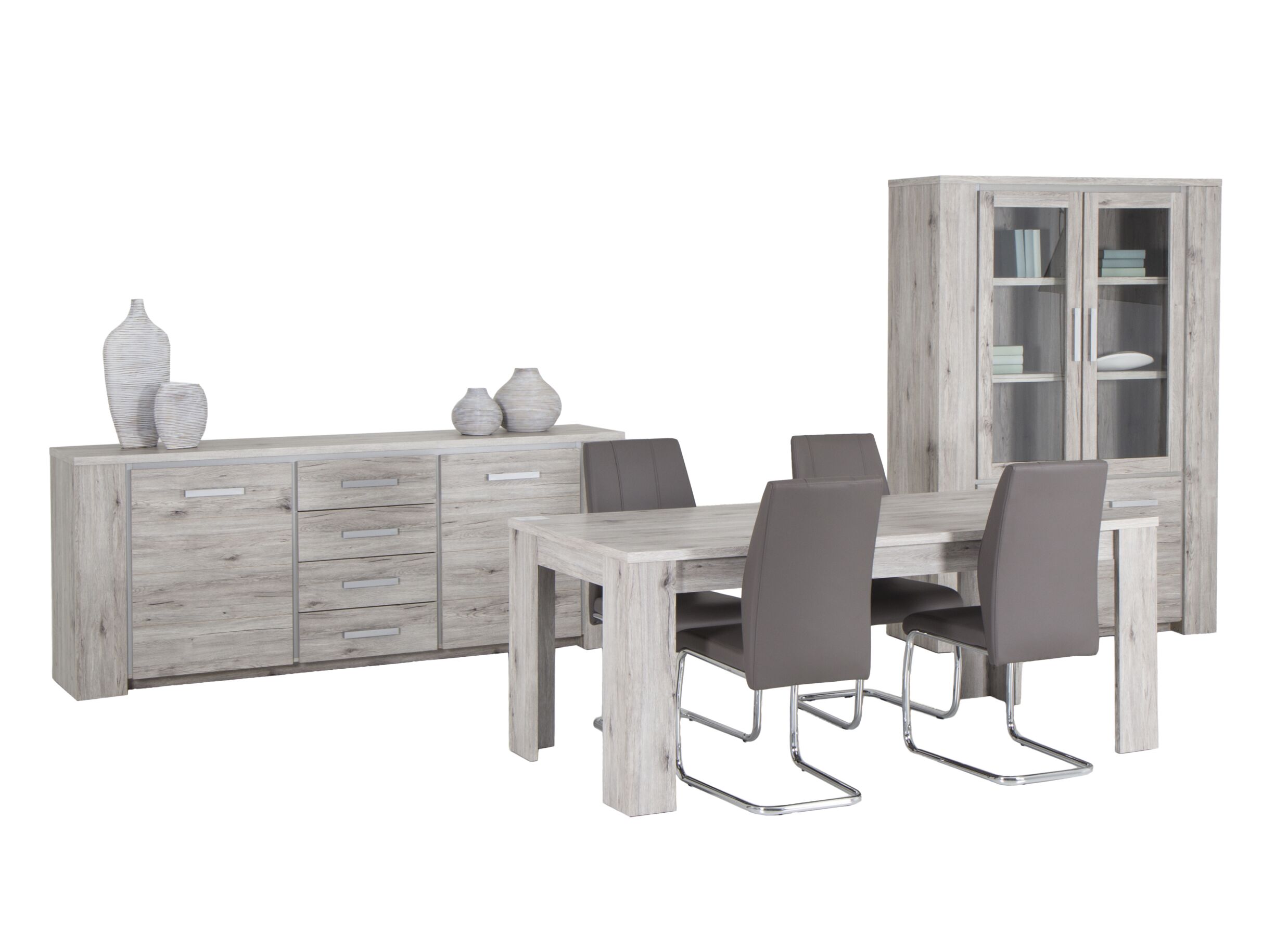 Photo ensemble - Table Elite 190x90cm - planche de meuble - rustic oak