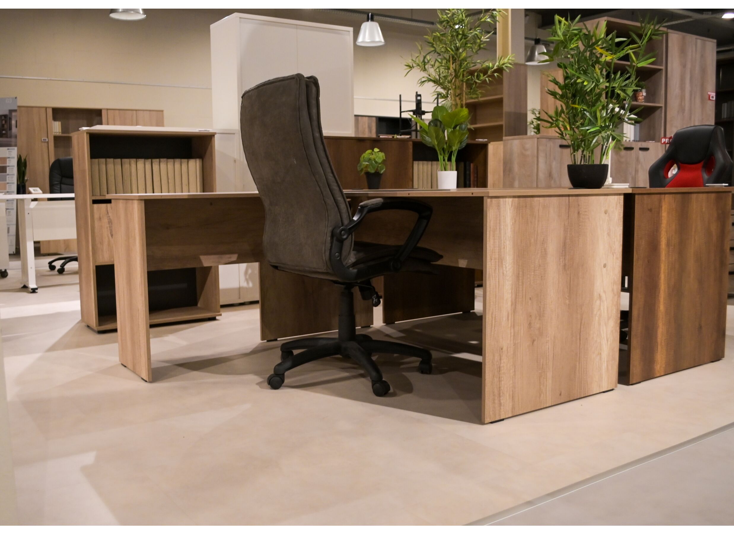 Afmetingen - Hoekbureau Merida 160x144x75cm - melamine - bruin