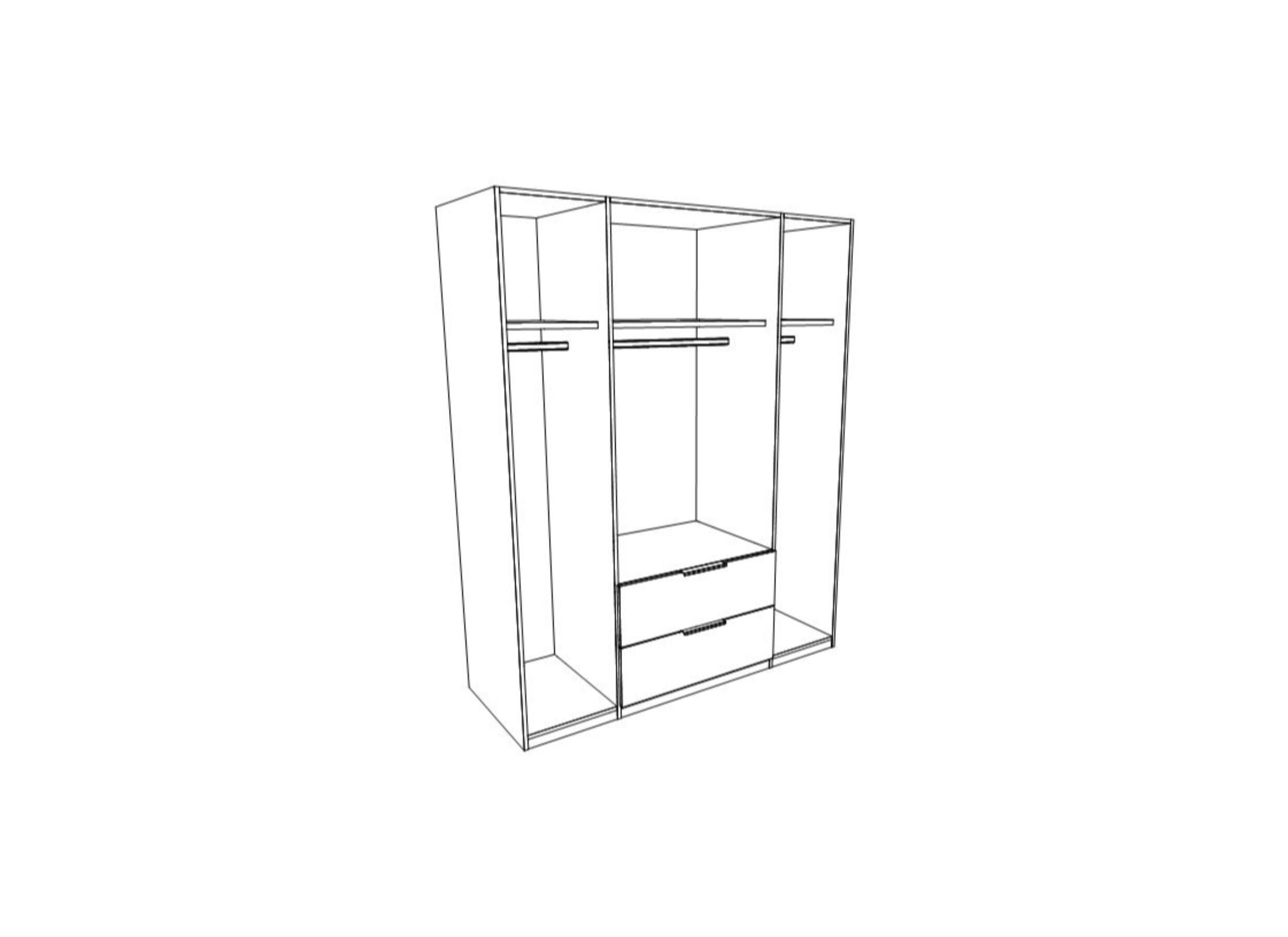 Garde-robe Butte 181cm - décor - chêne artisanal/gris