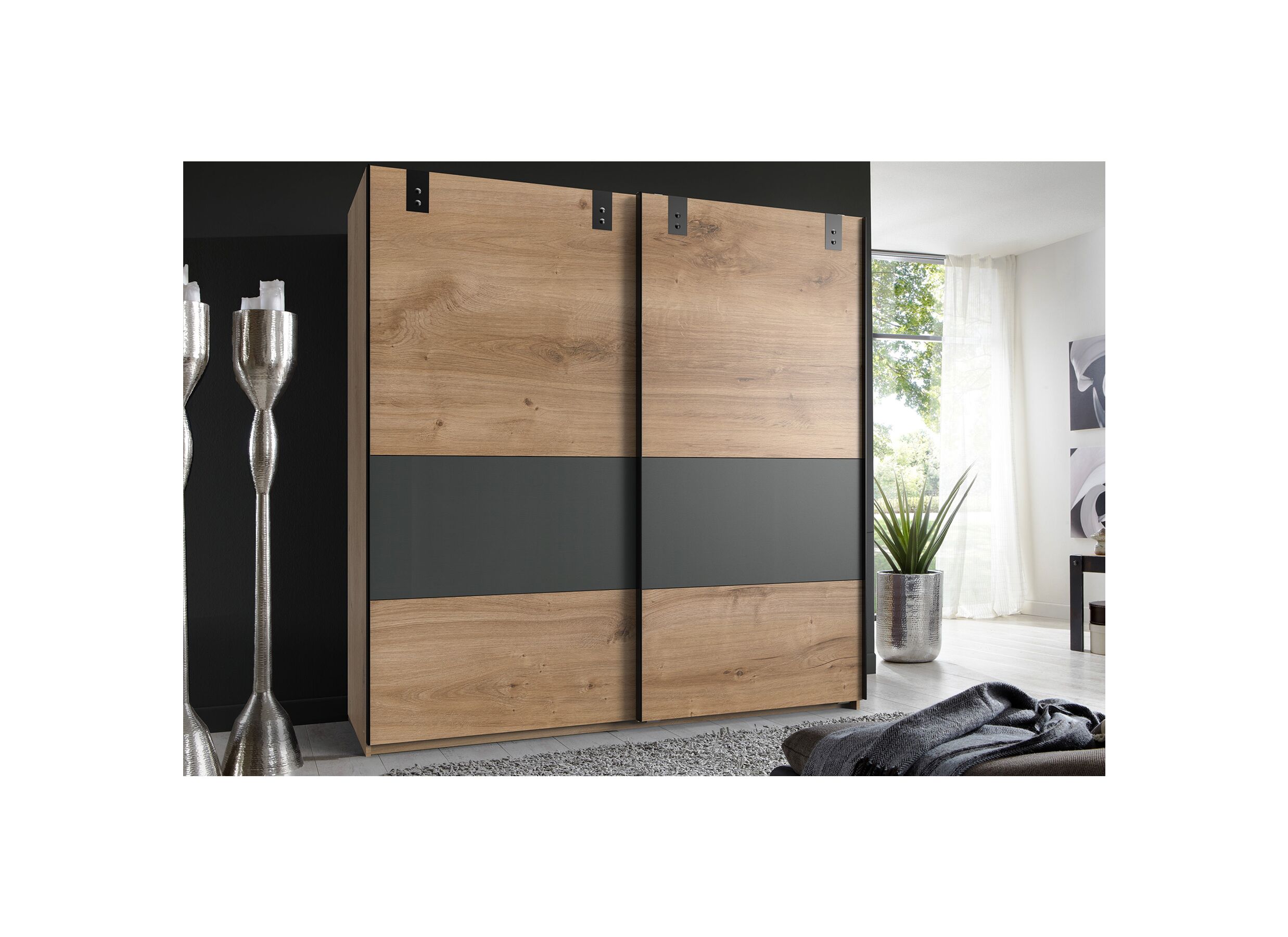 Armoire à portes coulissantes Dublin 180cm - décor - graphite