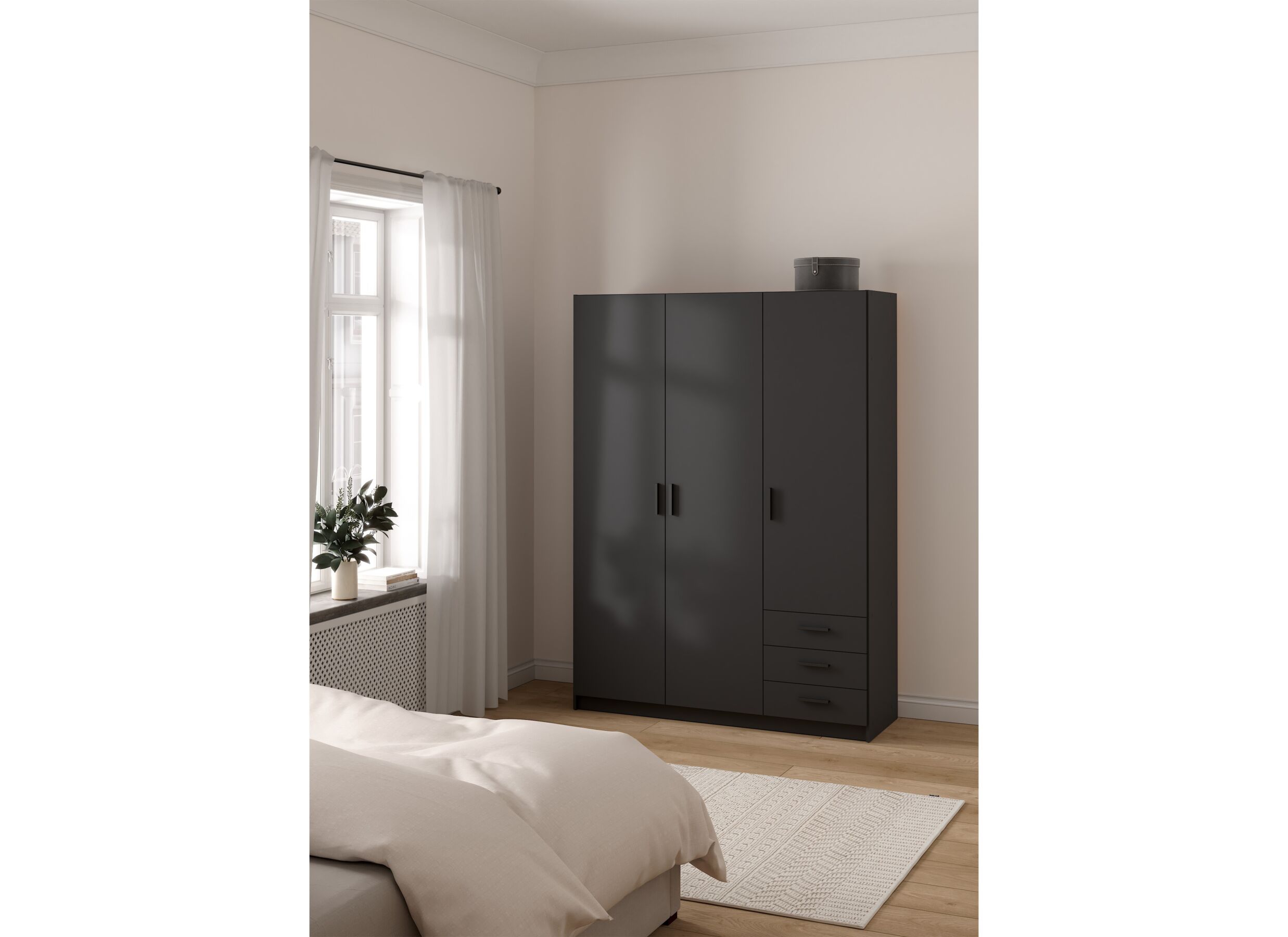Foto ambiance - Garde-robe Sprint 147cm - décor - gris mat