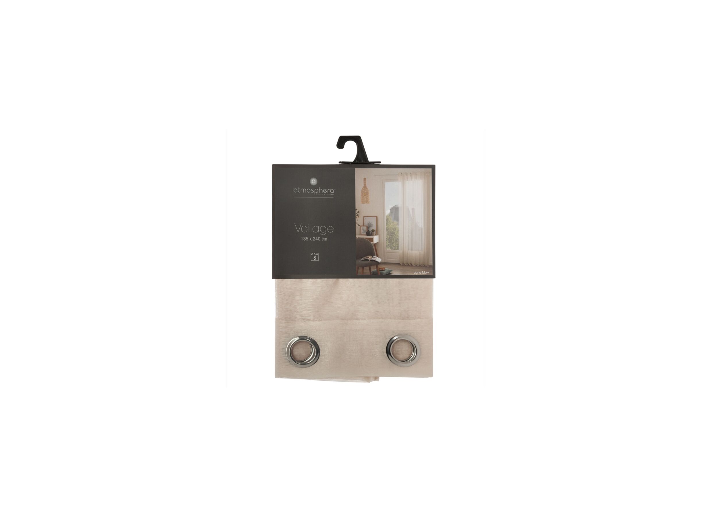 Aperçu - Rideau Moly 135x240cm - fibre de polyester - beige lin