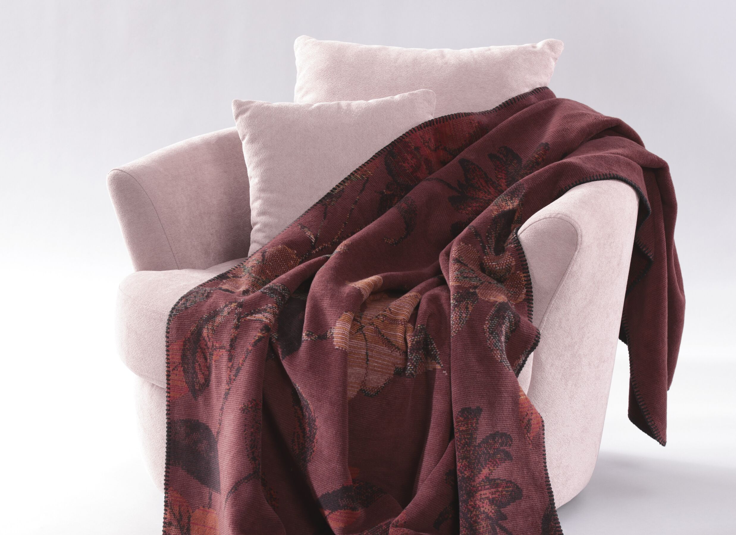 Foto ambiance - Plaid Velvet Bloom 150x200cm - polyester & coton - rouge