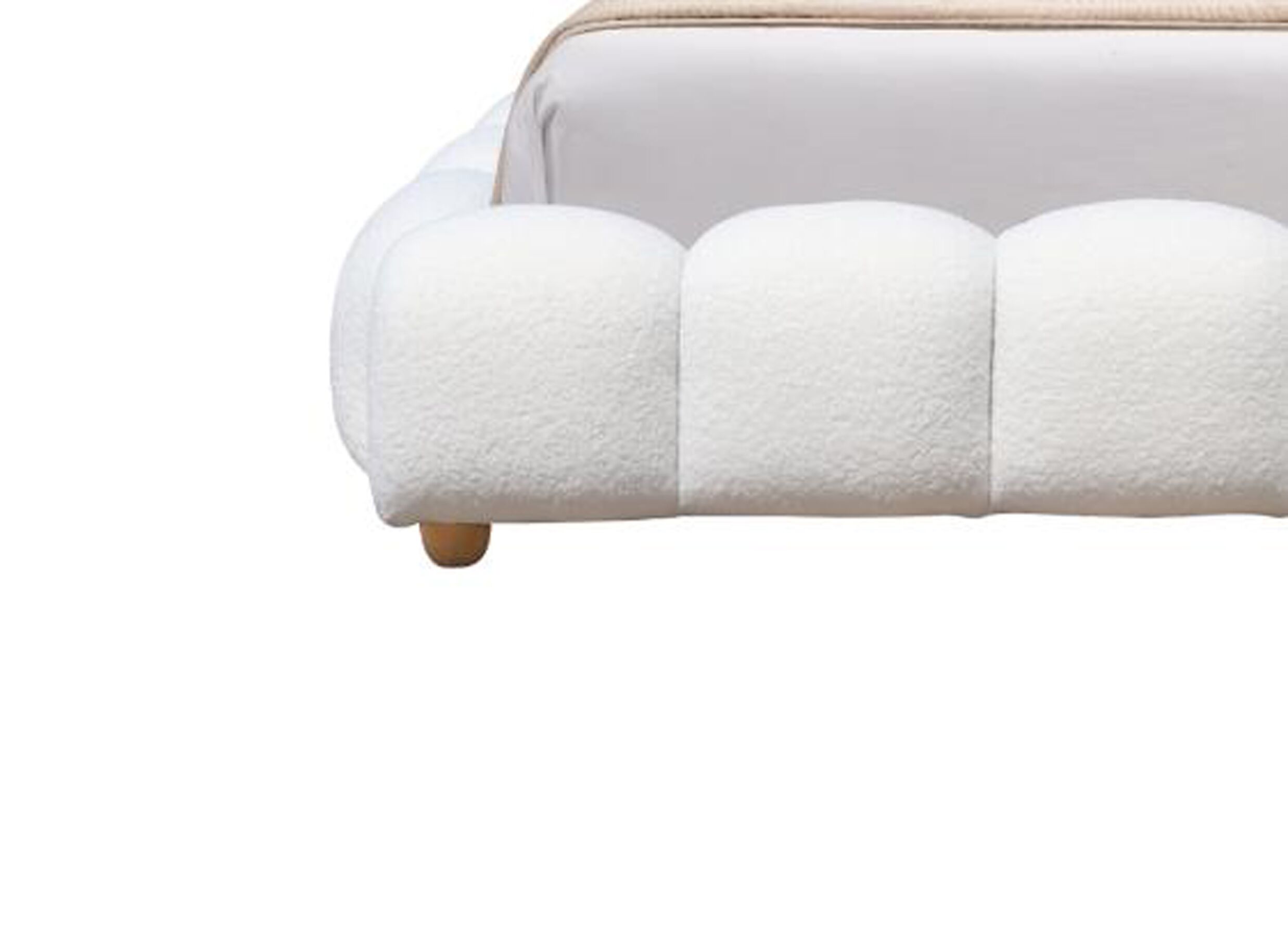 Detailfoto - Bed Isola 140x200cm met opbergruimte - bouclé - wit