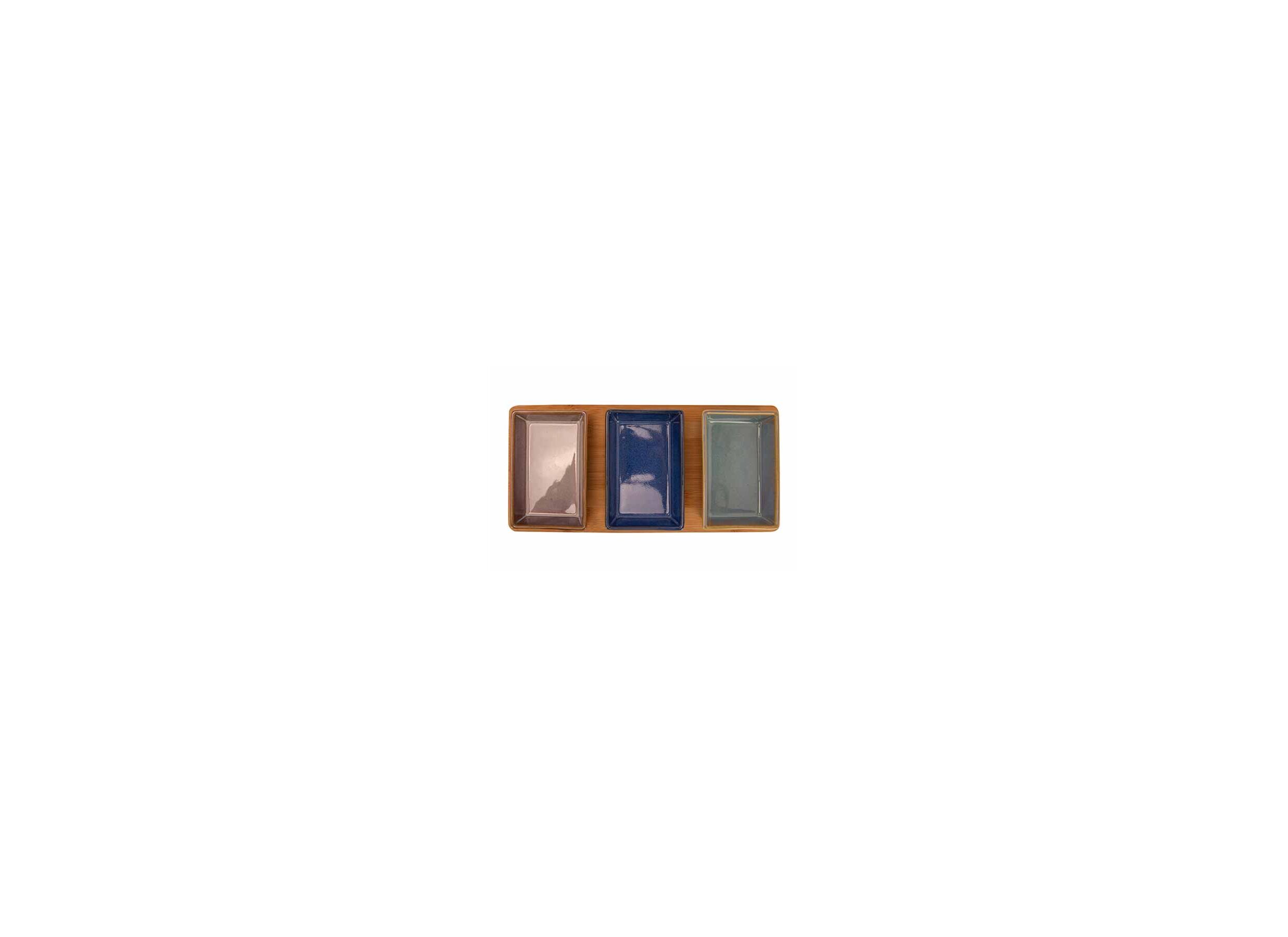 Serveerplank met 3 cups 31x14,5cm