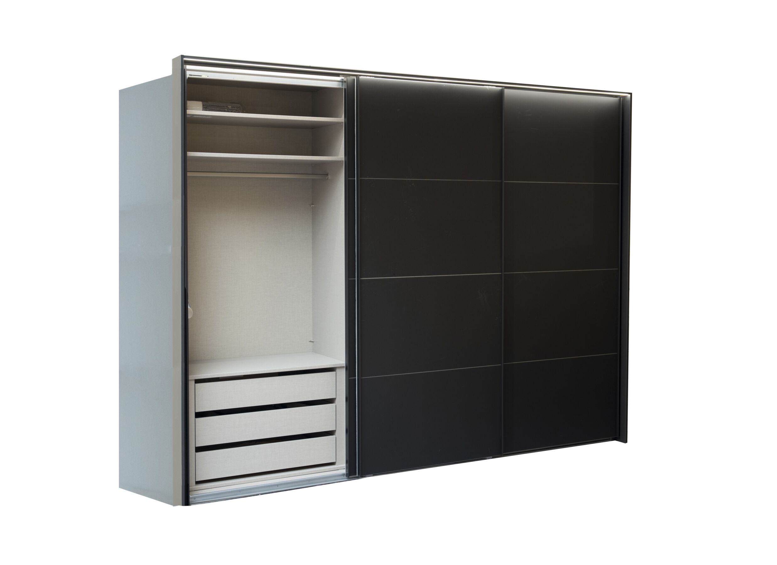 Disposition - Armoire à portes coulissantes 300cm - décor - noir
