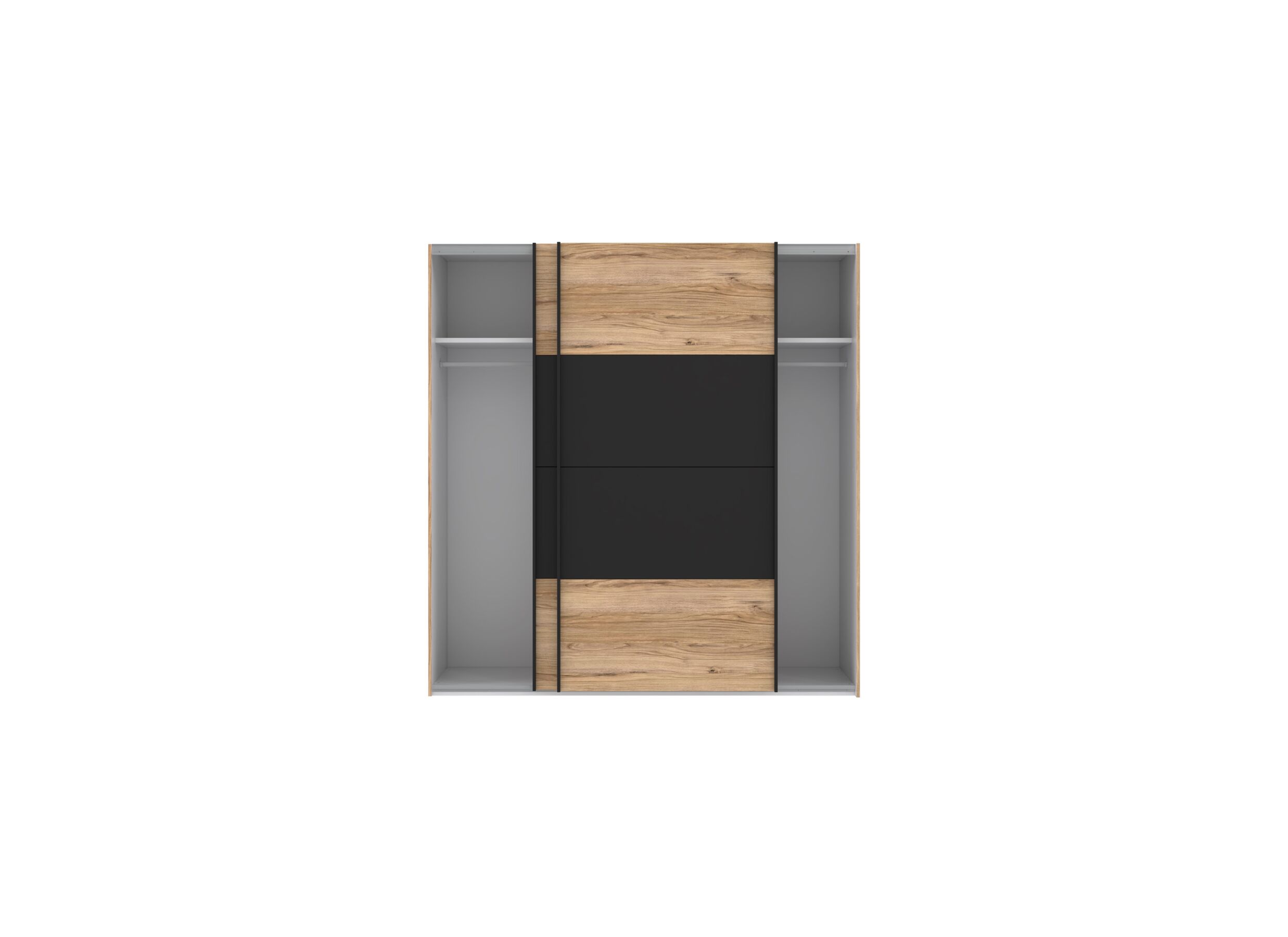 Disposition - Armoire à portes coulissantes Dalate 200cm - décor - chêne châtaignier/noir mat