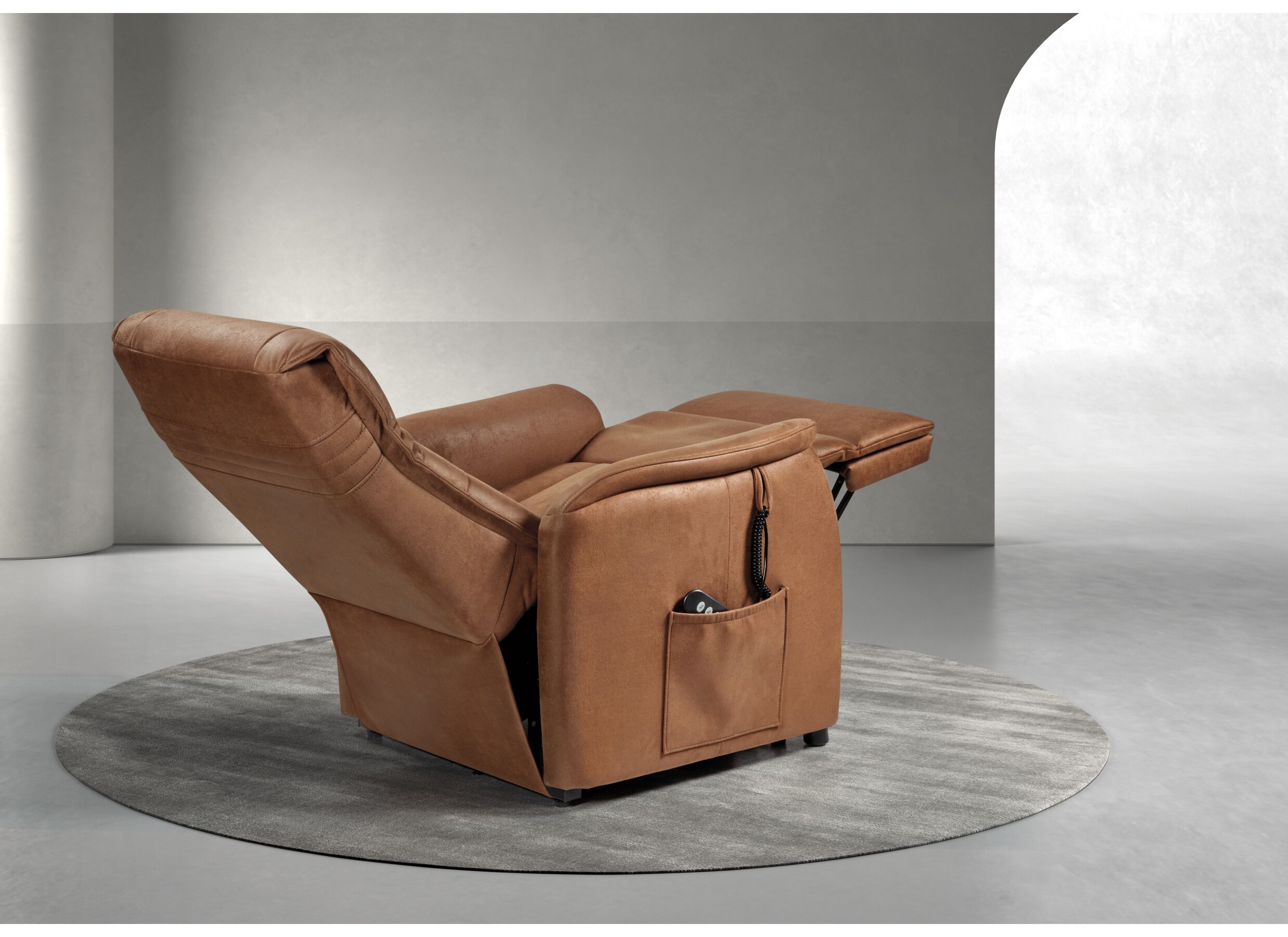 Relaxzetel Liam elektrisch - stof - cognac