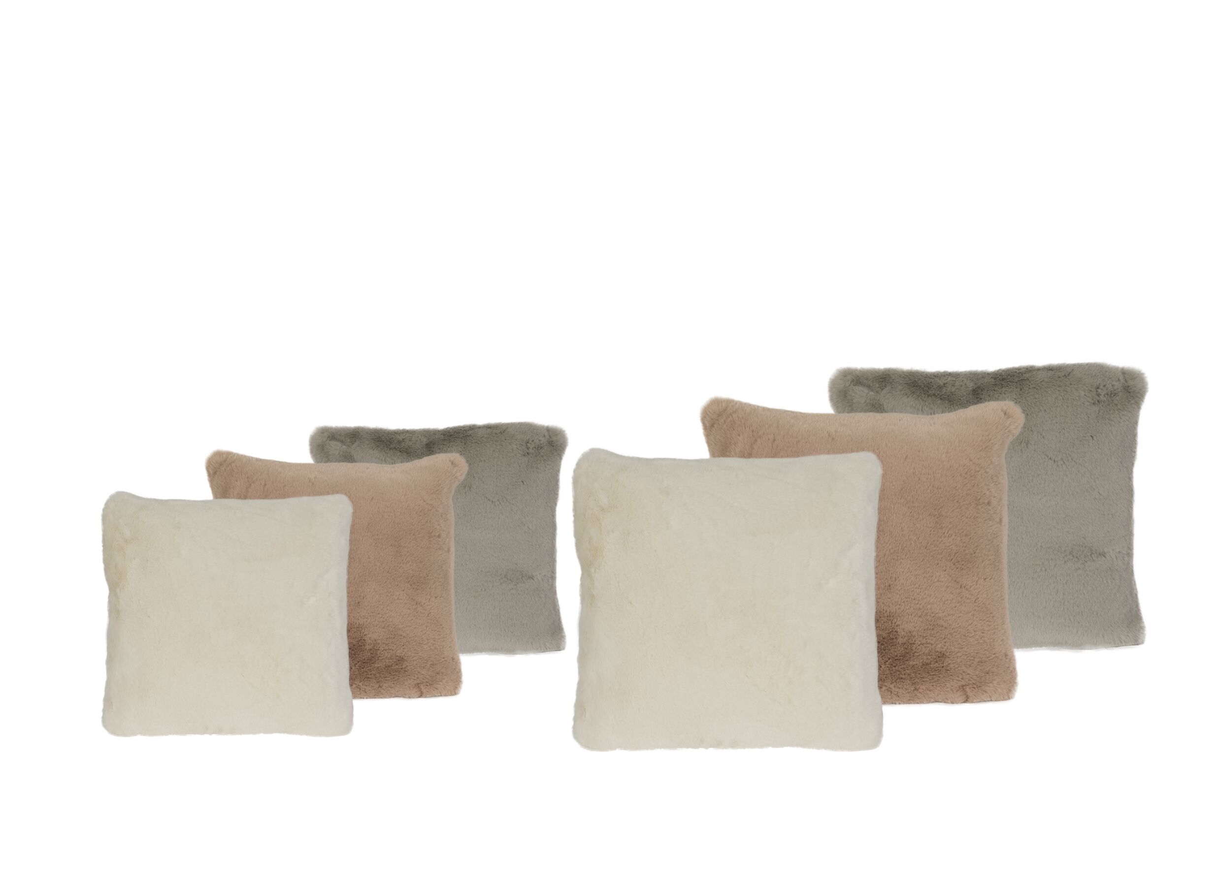 Photo ensemble - Coussin Yucatan 45x45cm - fausse fourrure- stone