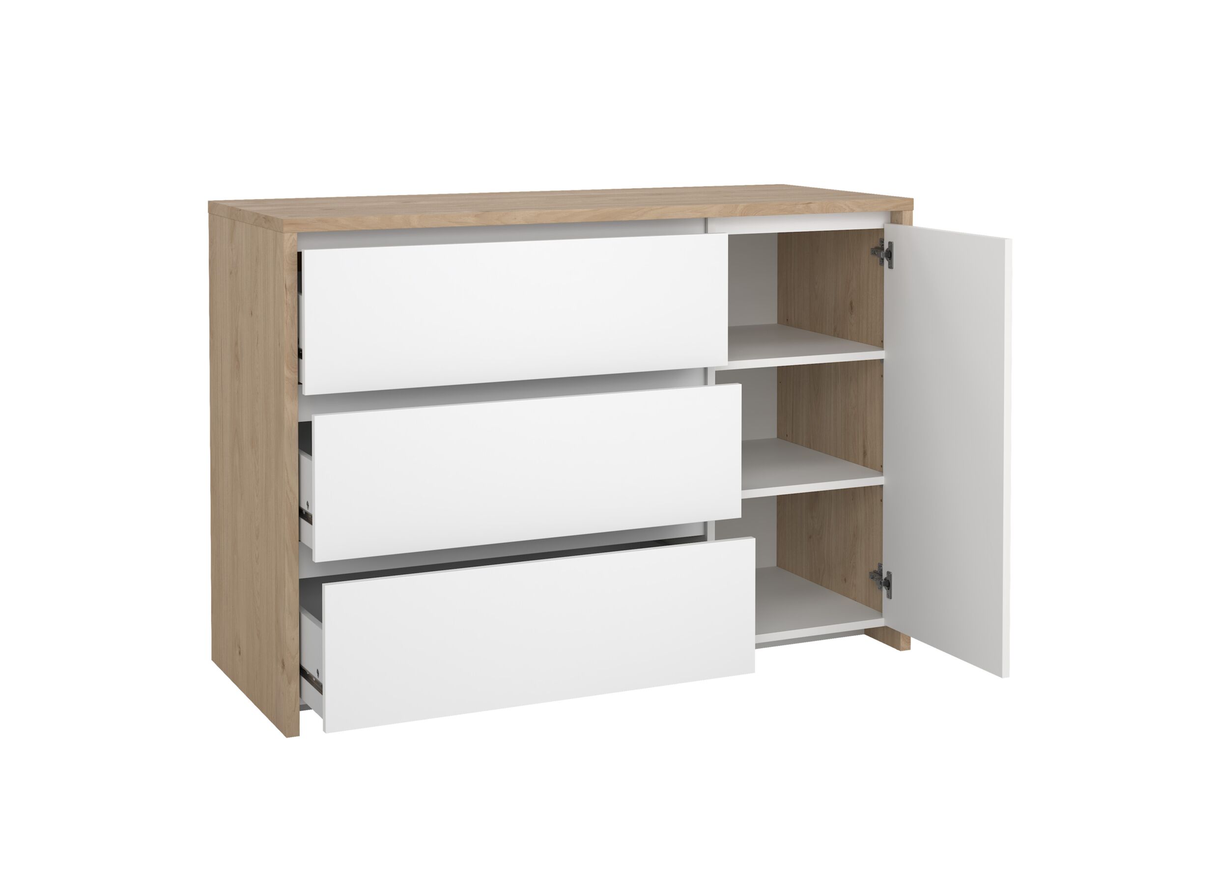 Indeling - Commode Next 119x48x84cm - decor - wit/jackson hickory