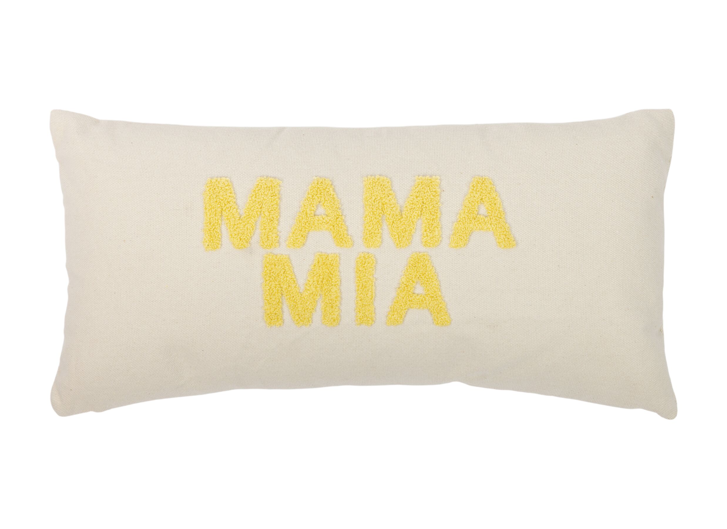 Plus Important - Coussin Mama Mia 50x25cm - coton - jaune