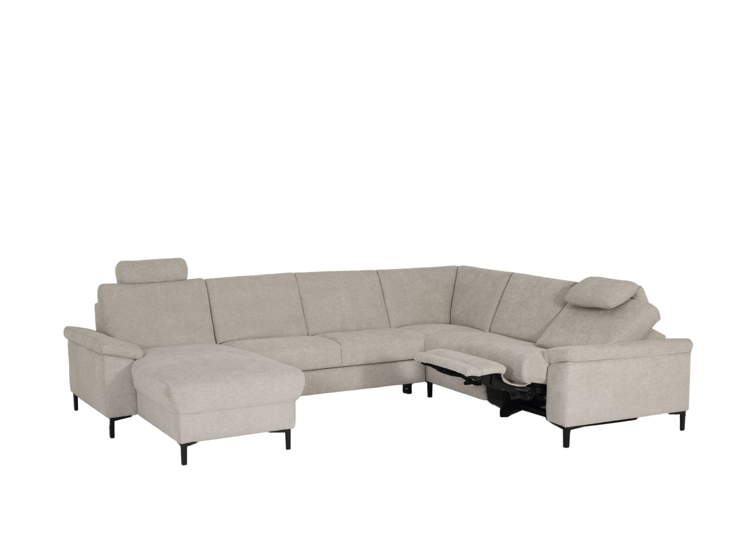Aperçu - Canapé d'angle Poppy 181x317x249cm - tissu - beige avec fonction relax et lit