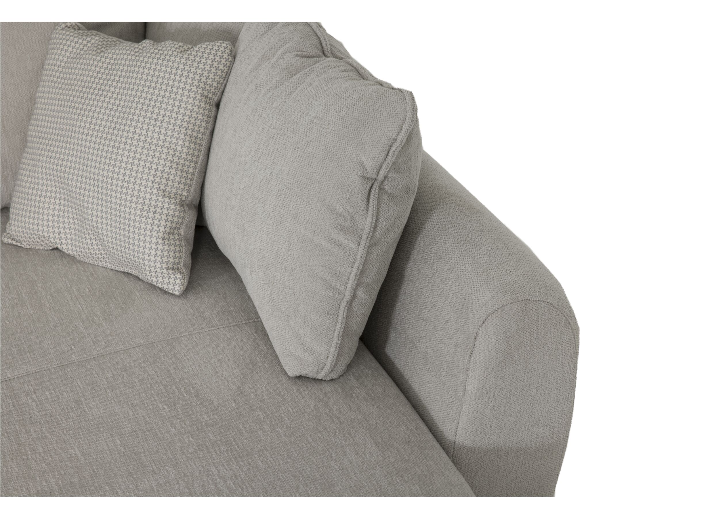 Canapé d'angle Jerez 303x205cm - tissu - greige avec fonction de lit et rangement
