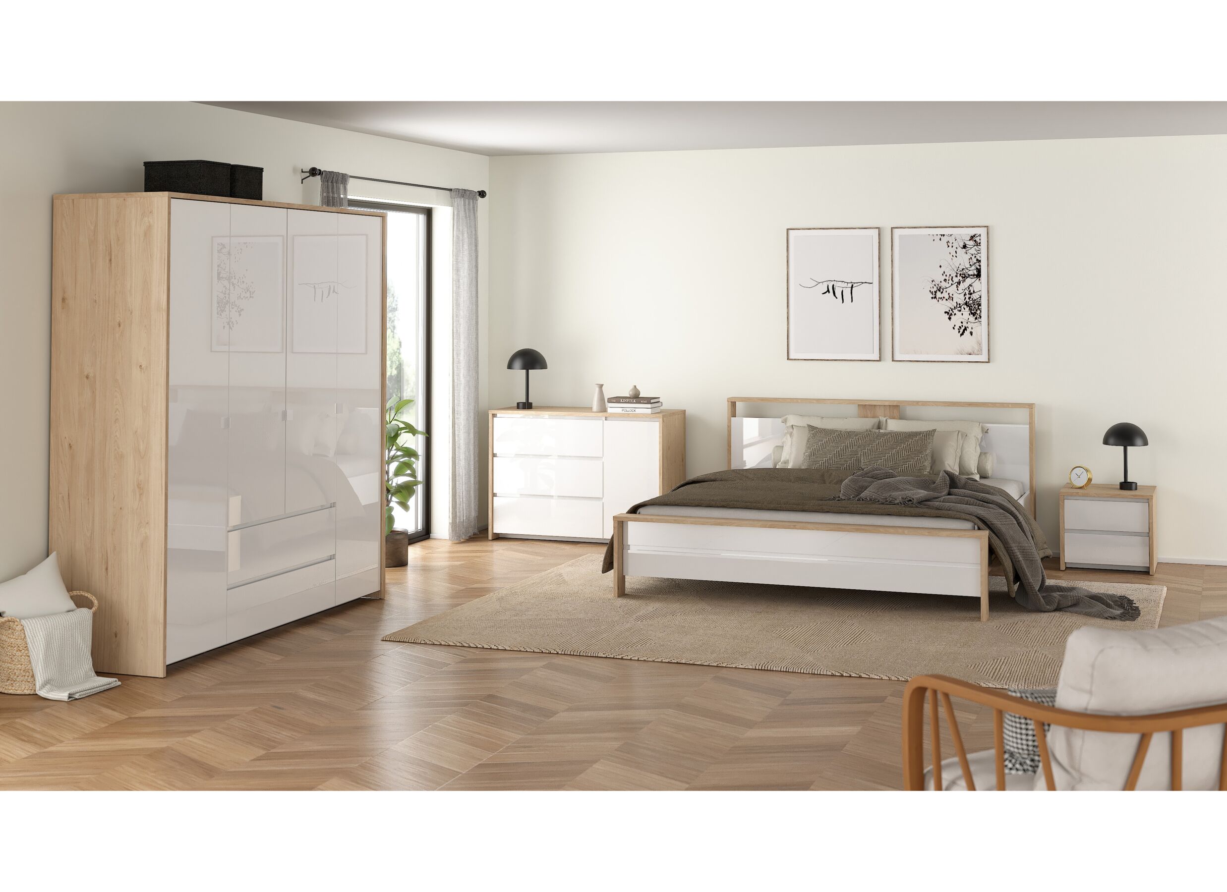 Setfoto - Nachtkastje Next 52x48H46cm - decor - wit & jackson hickory