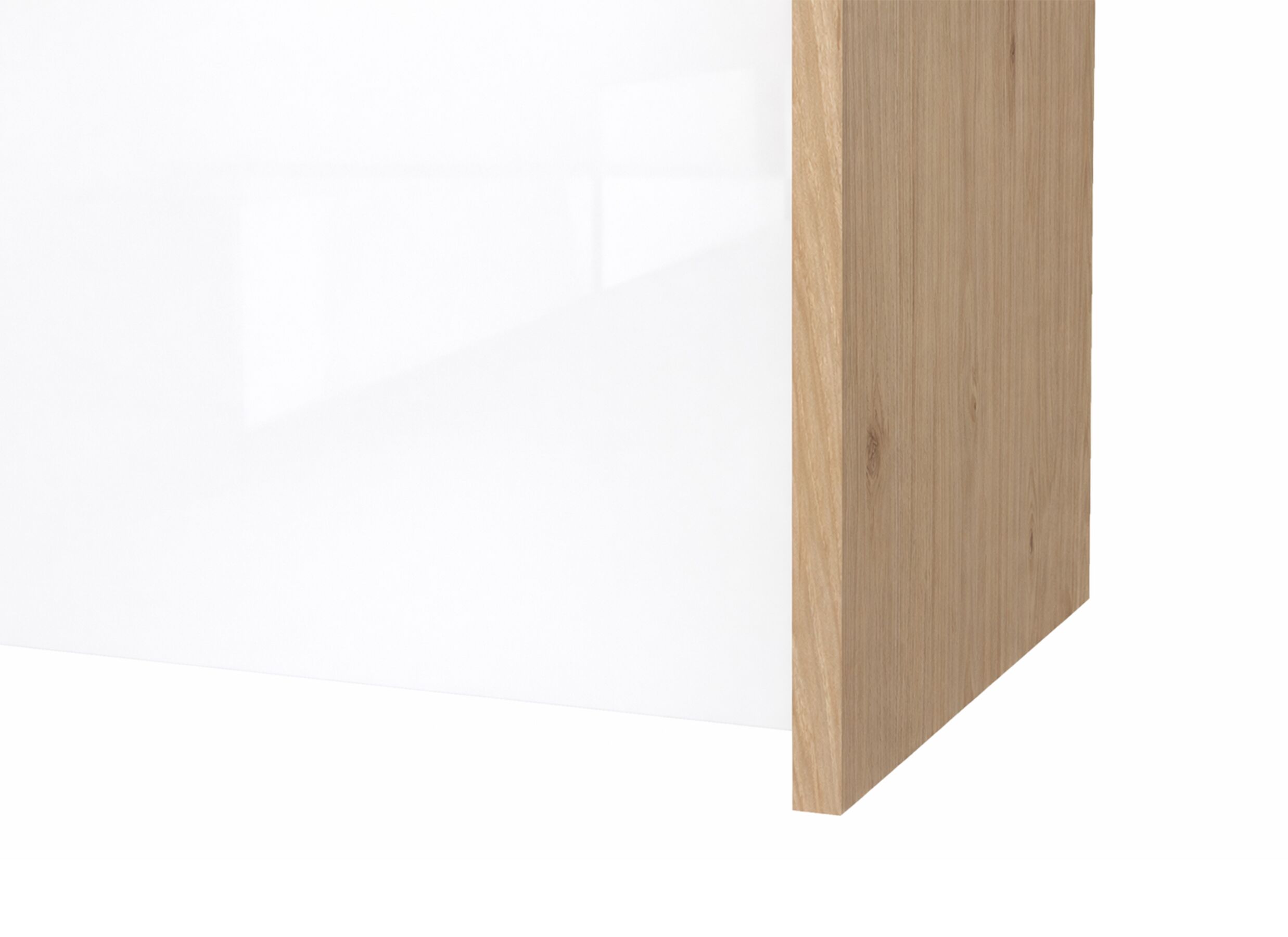 Detailfoto - Dressoir Next 197cm - melamine - glanzend wit & jackson hickory