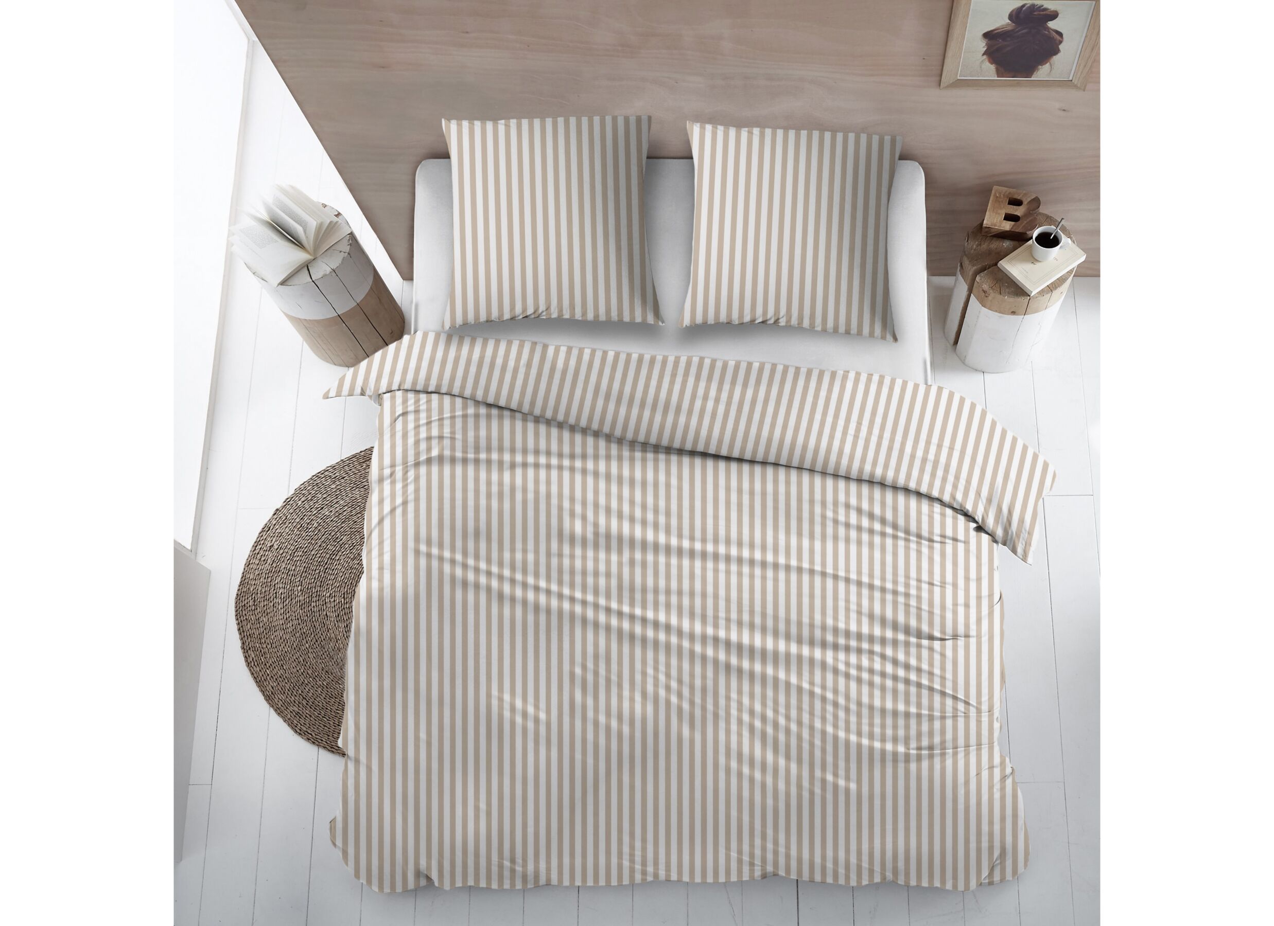 Dekbedovertrek 270 x 220 cm - flanel - iris beige - Dekbedovertrek 270 x 220 cm - flanel - iris beige