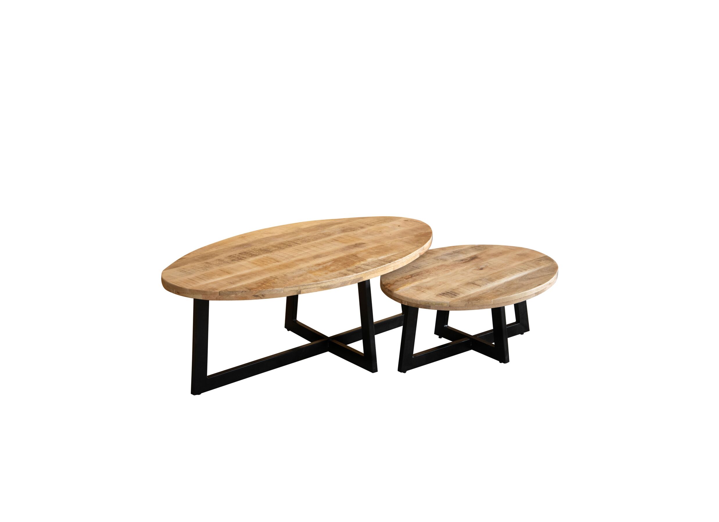 Aperçu - Table basse Nebula 120cm - manguier massif - naturel lot de 2