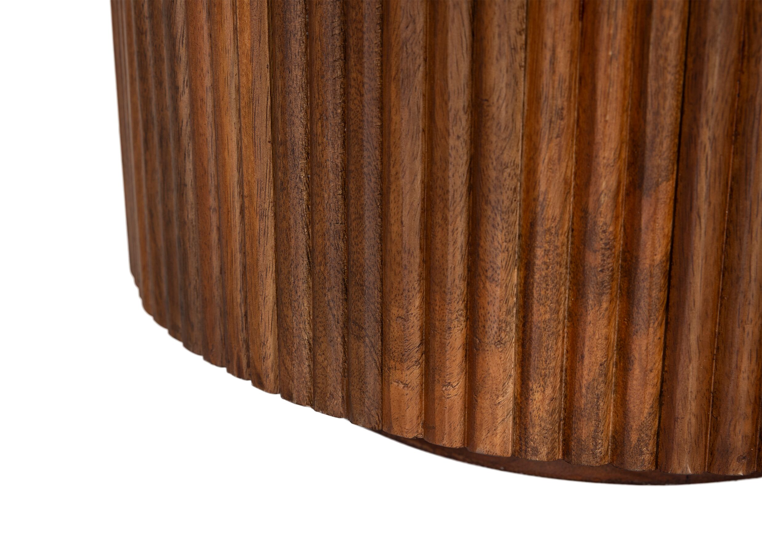 Detailfoto - Salontafel Fossa 80x60x35cm/50x38x40cm - mango massief & travertijn - bruin set van 2