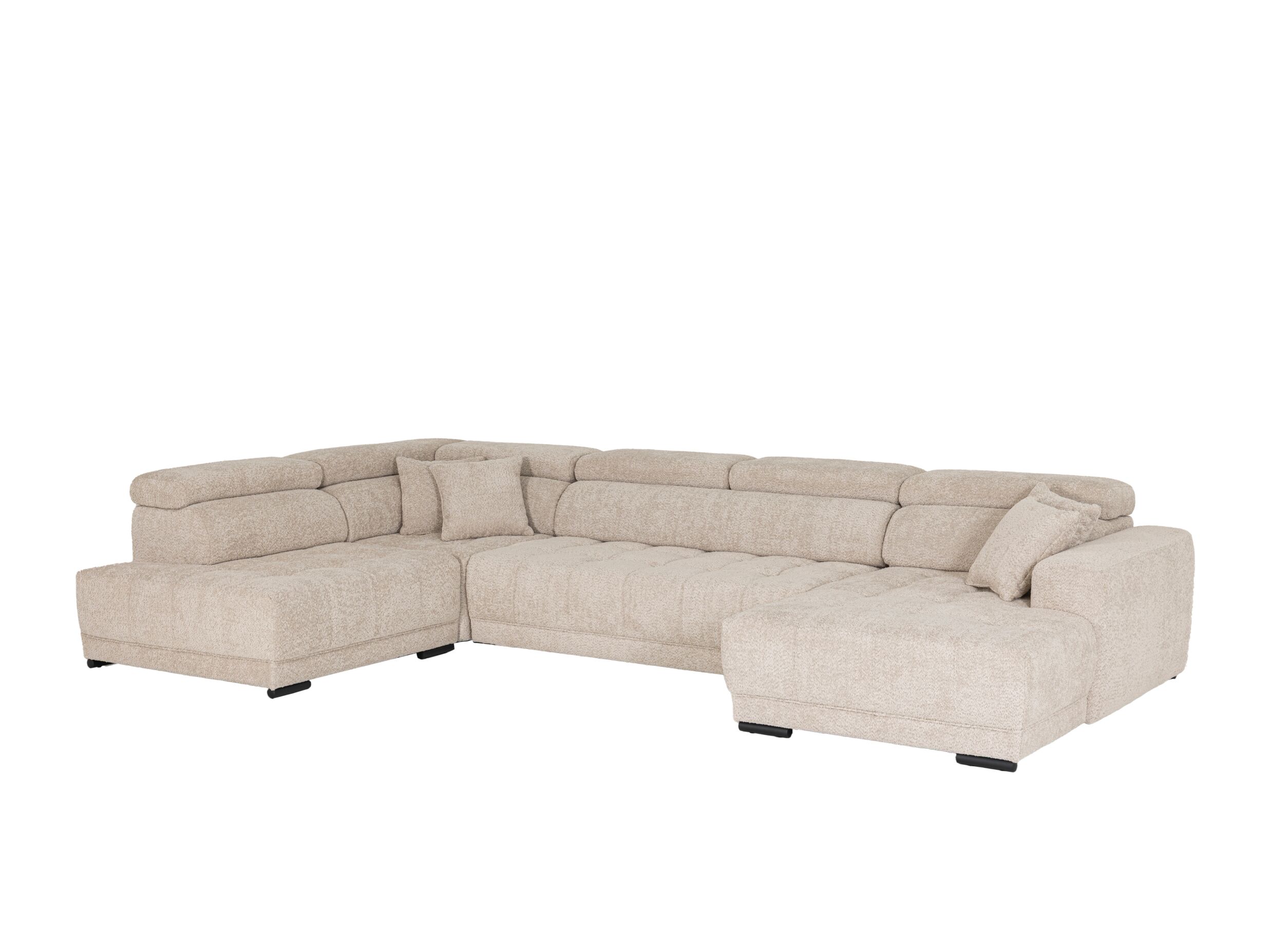 Hoeksalon Rimini 388x224cm - stof - greige met bedfunctie - Canapé d'angle Rimini 388x224cm - tissu - greige avec fonction lit