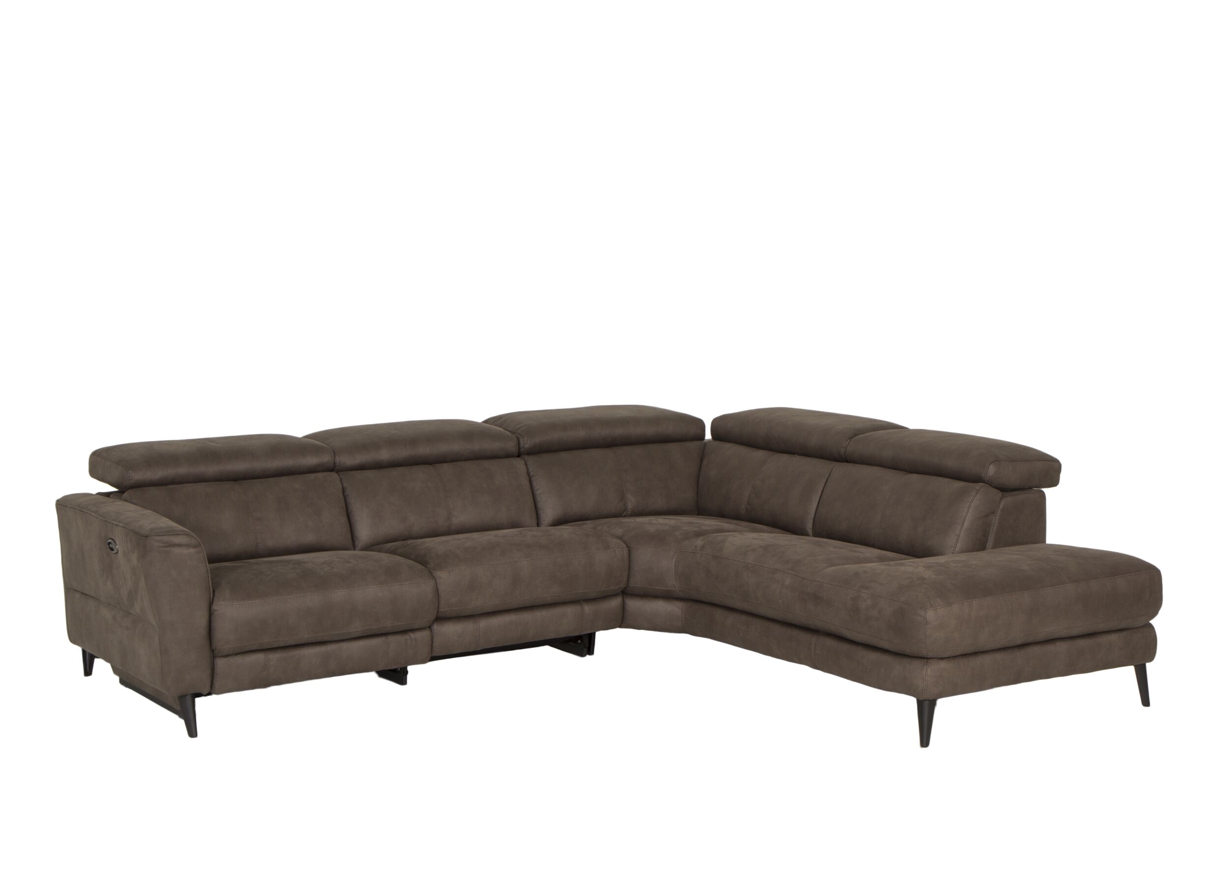 Canapé d'angle Flow tissu gris avec relax - Canapé d'angle Flow 287x238cm - tissu - gris avec relax