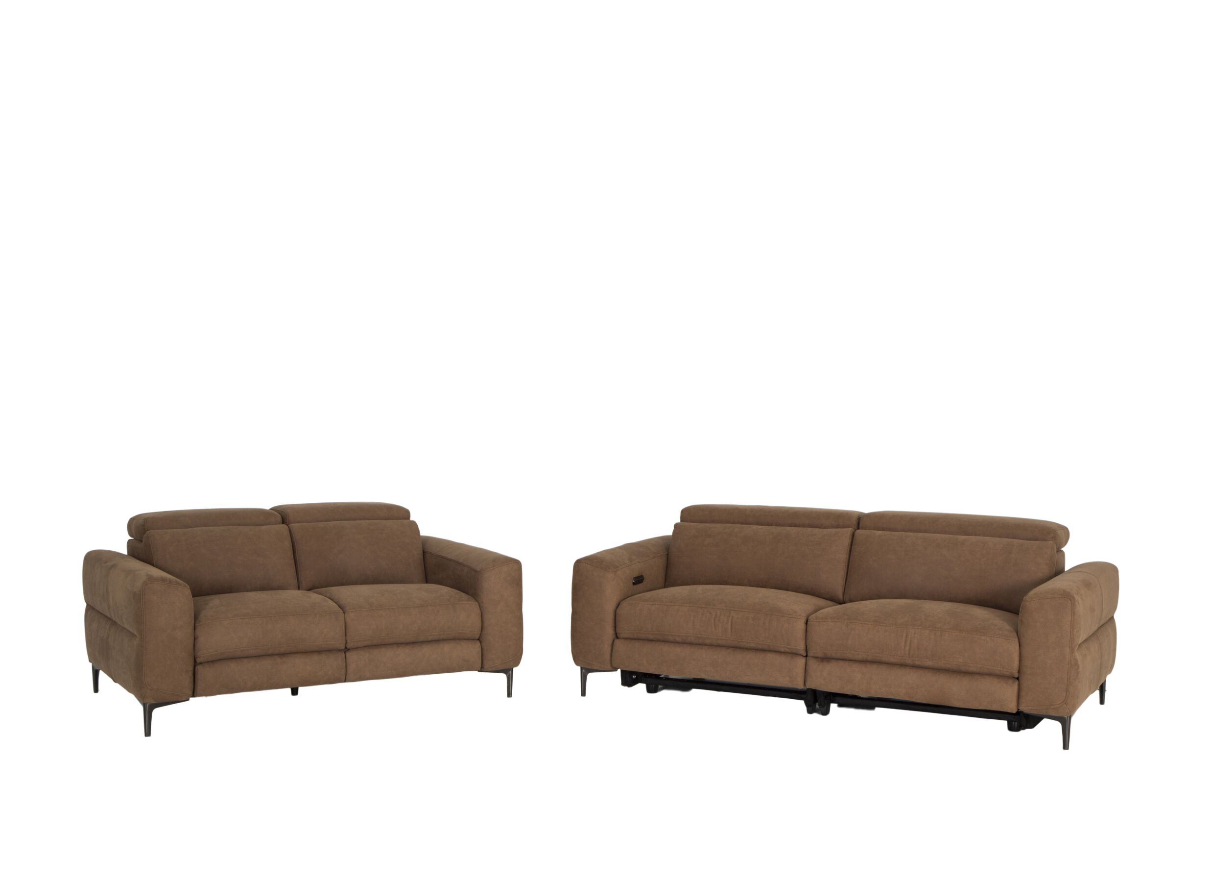 Plus Important - Canapé Blake 3+2 places - tissu - cognac avec relax