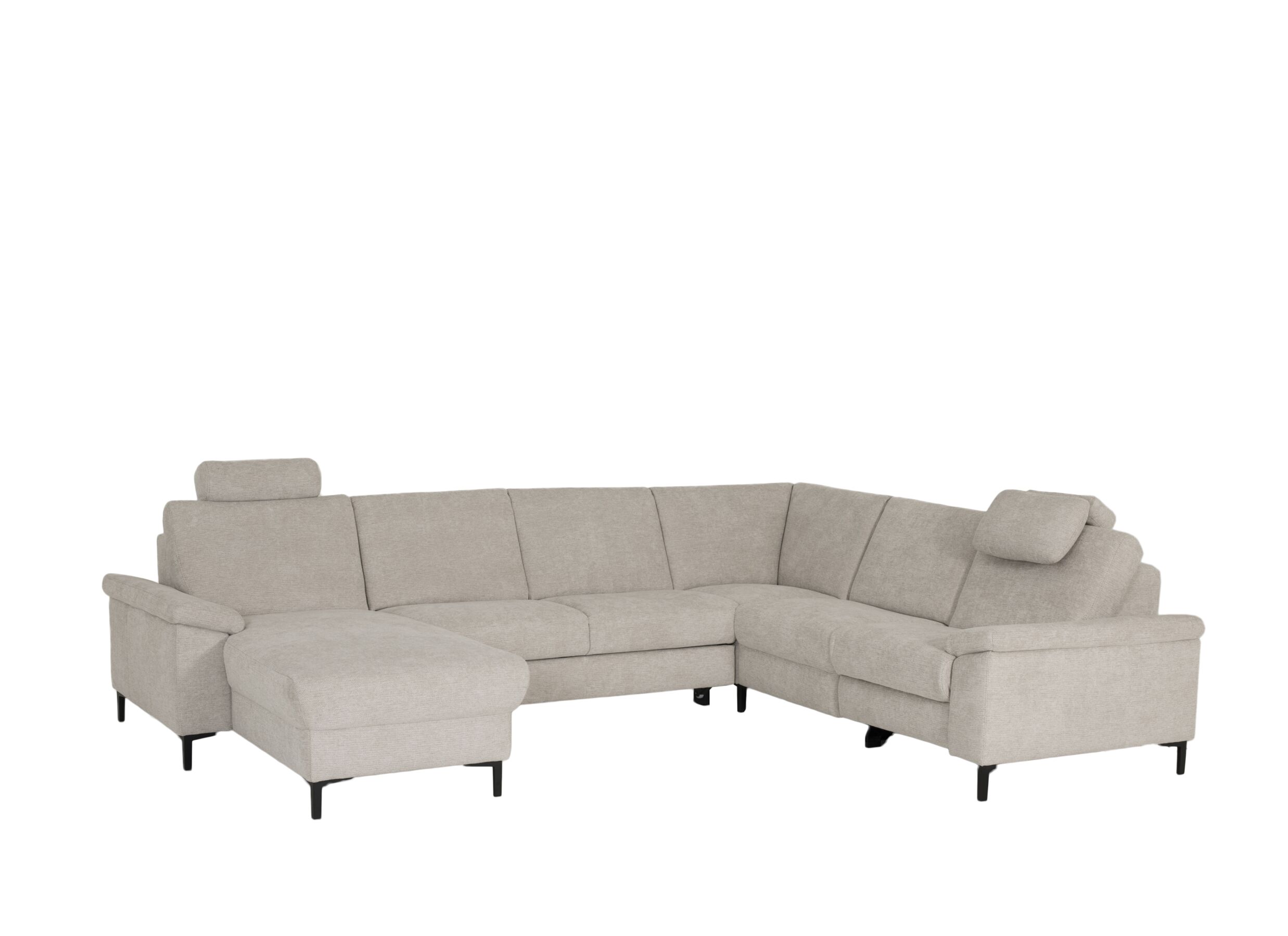 Plus Important - Canapé d'angle Poppy 181x317x249cm - tissu - beige avec fonction relax et lit