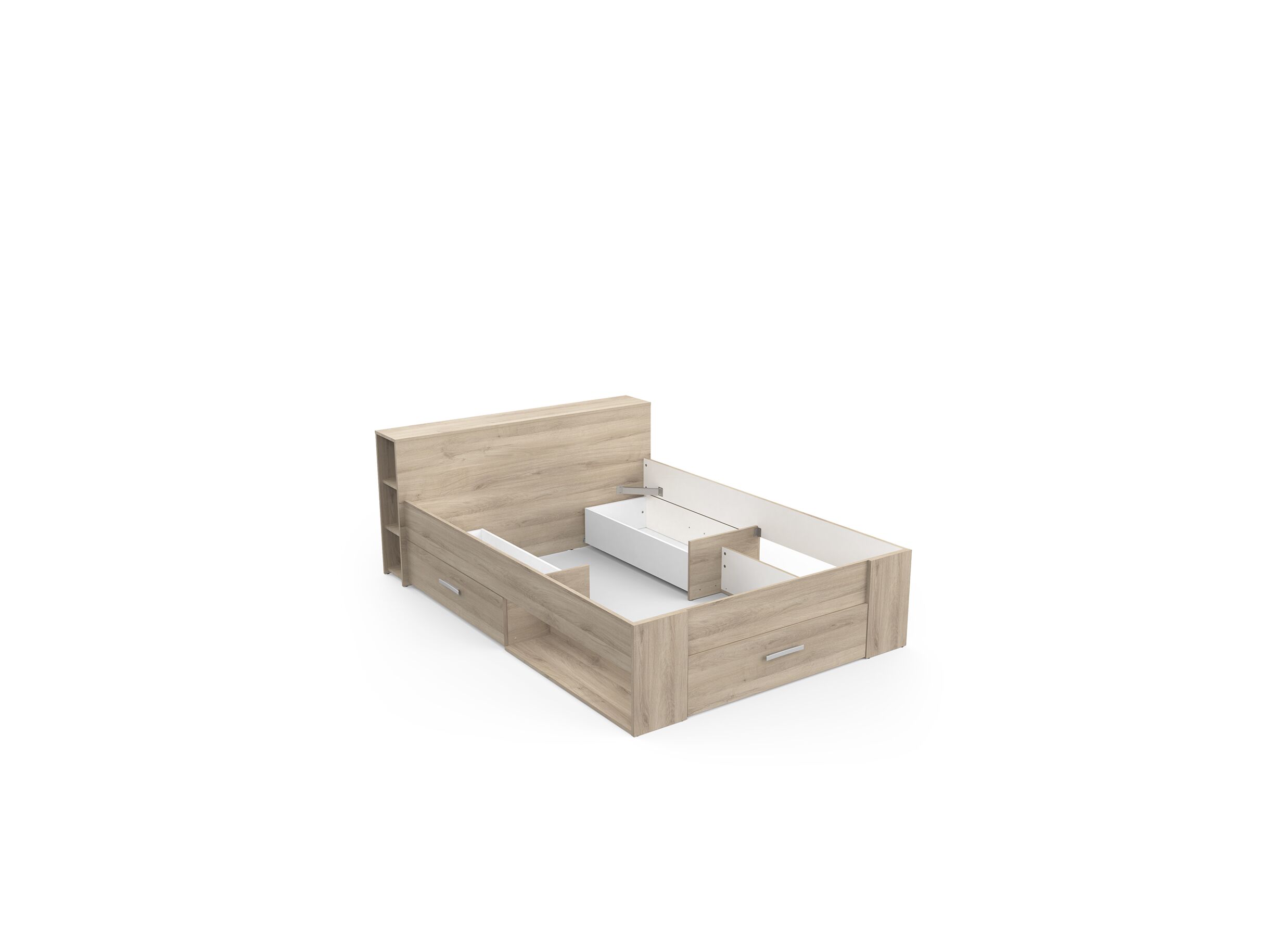 Bed 140x200cm - decor - kronberg eik met opbergruimte