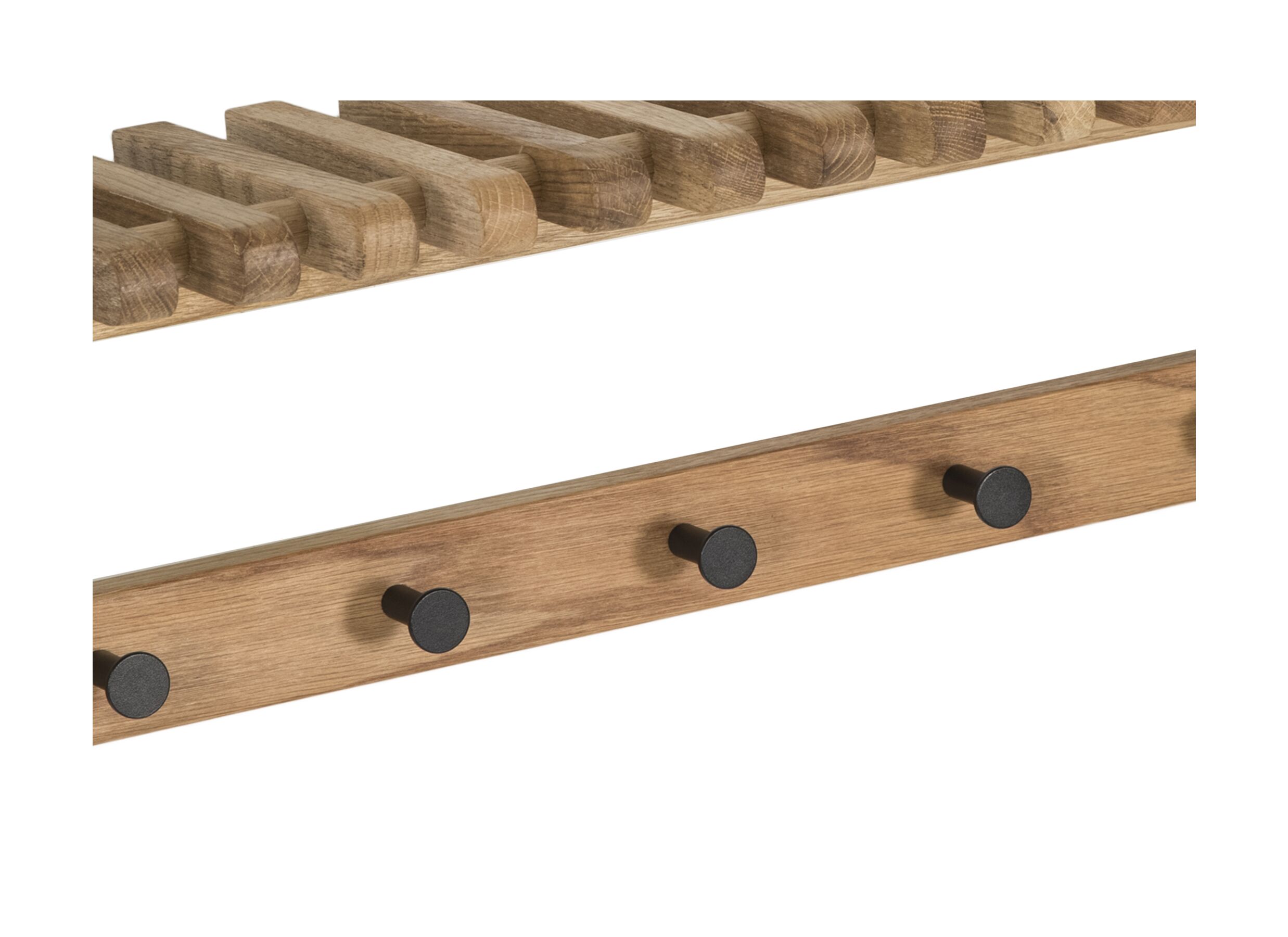 Detailfoto - Kapstok Samia 80cm - massief eik - naturel