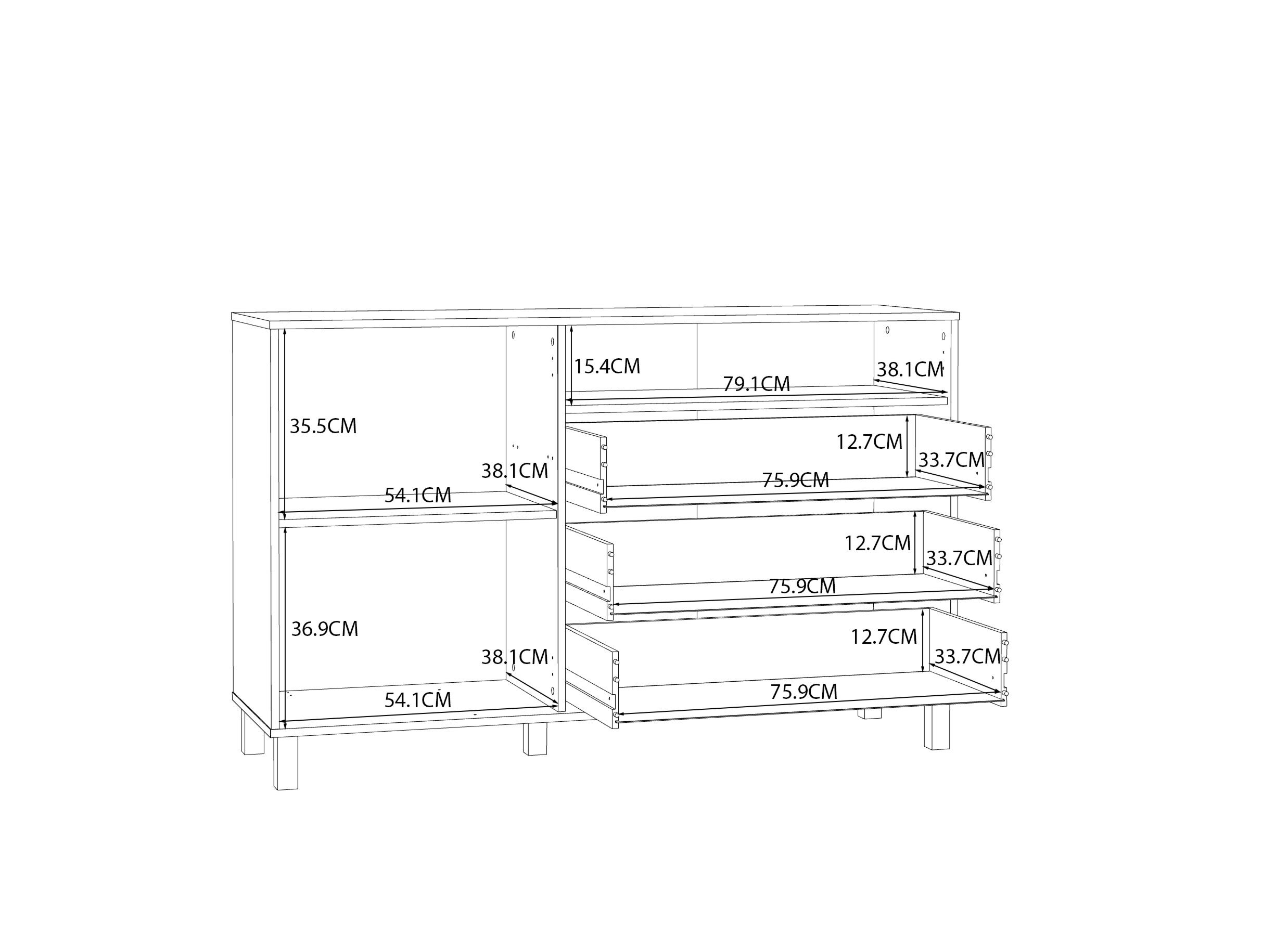 Afmetingen - Dressoir Killarney 138x42x87cm - decor - mauvela oak/sand