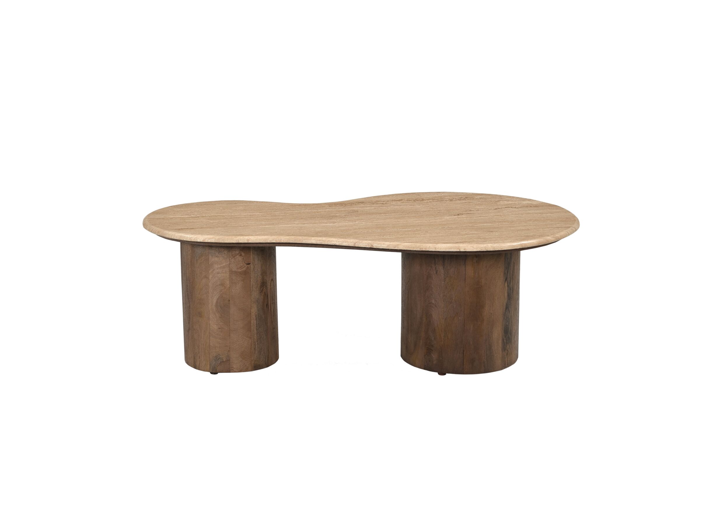Aperçu - Table basse Floreal 120x70cm - manguier massif & travertin - naturel