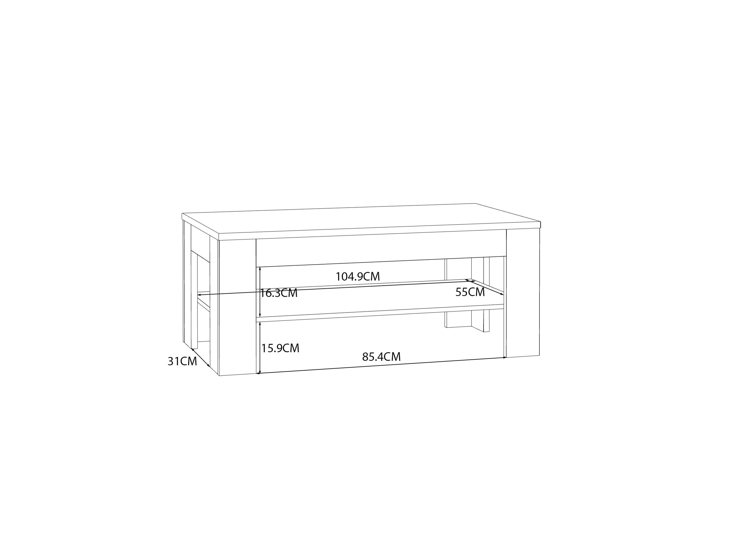Dimensions - Table basse Killarney 110x60x46cm - décor - mauvella oak
