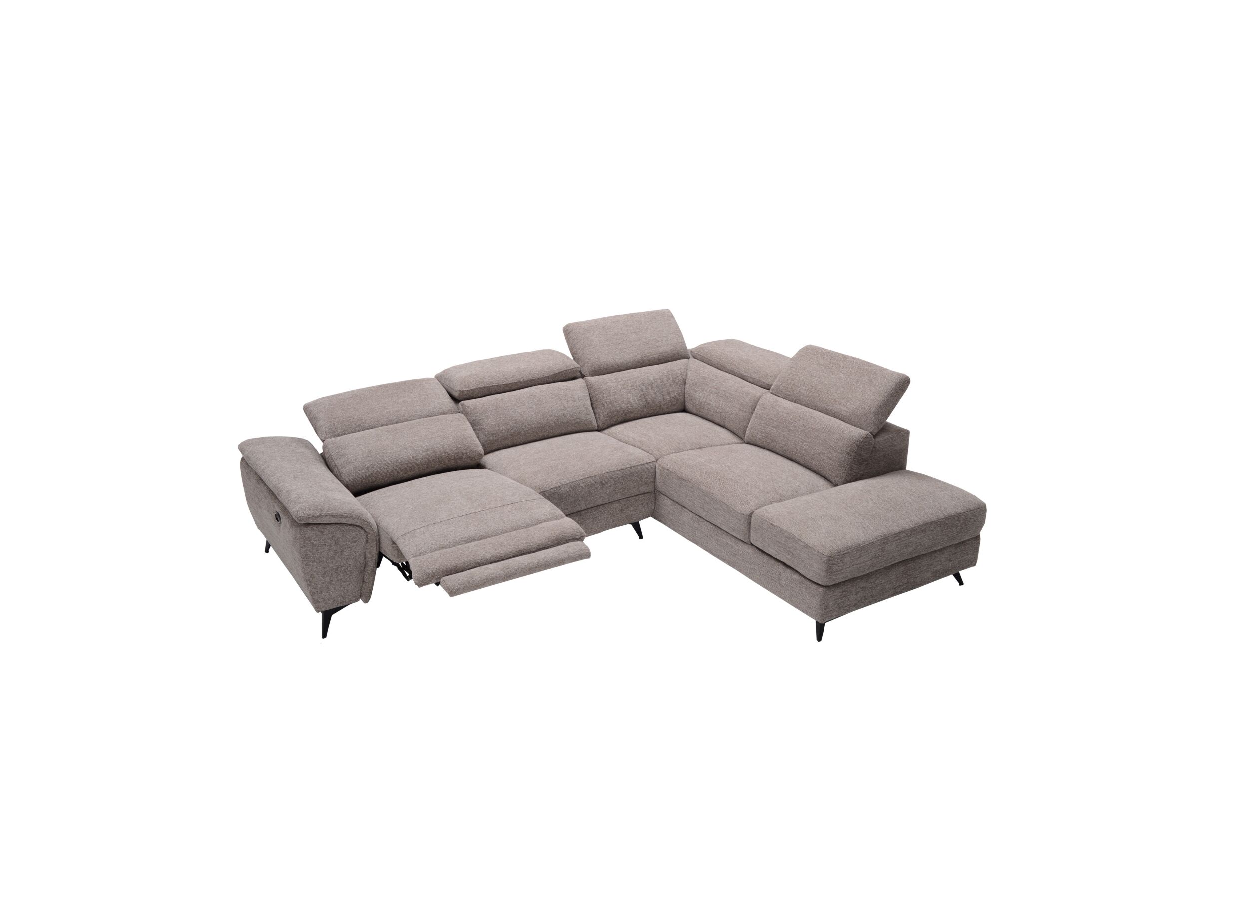 Aperçu - Canapé d'angle Perfume 284x224cm - tissu - gris clair avec relax