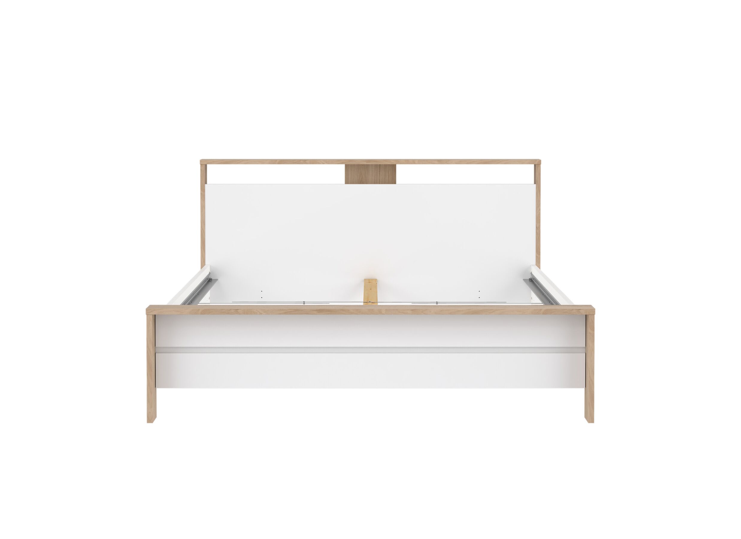 Overzichtsfoto - Bed Next 160x200cm - melamine - glanzend wit & jackson hickory