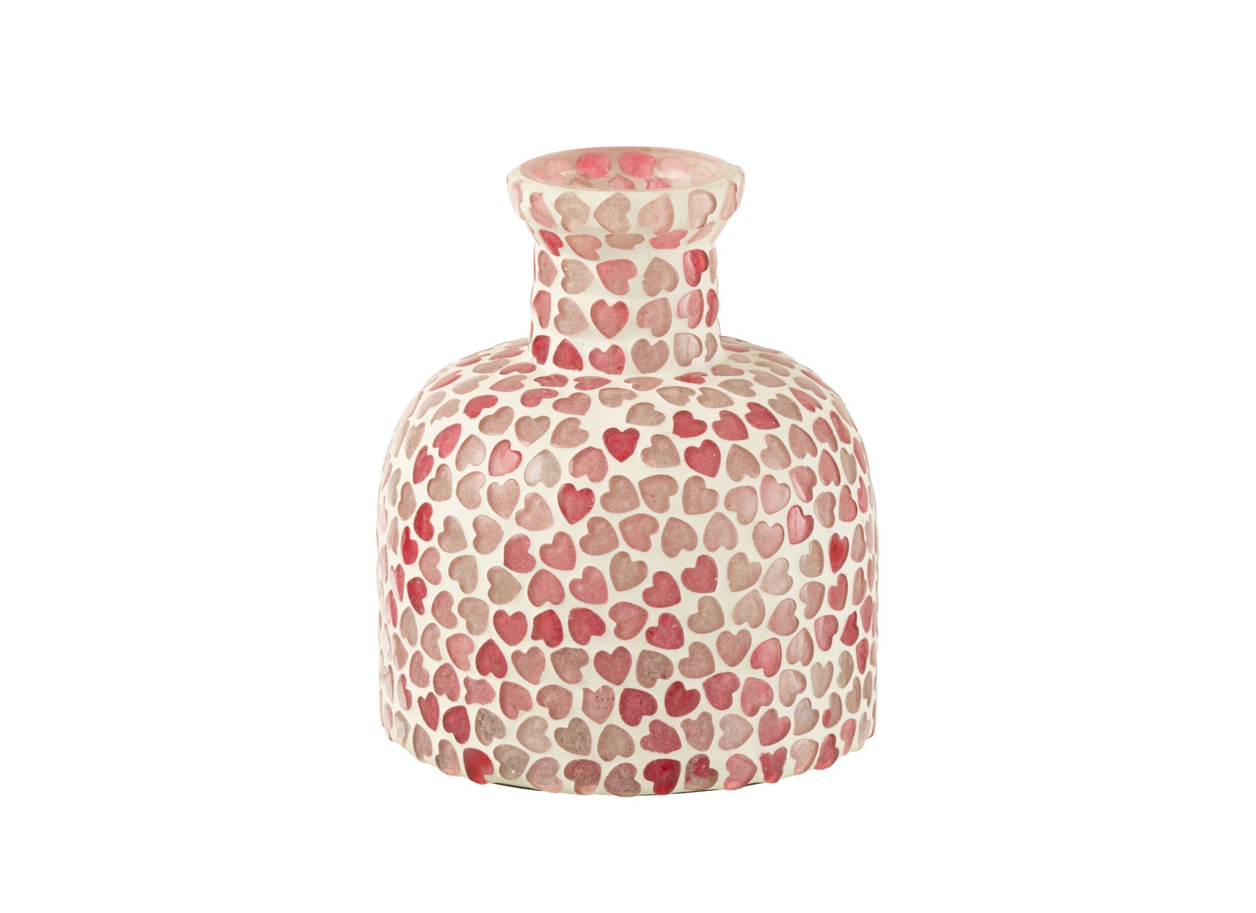Vaas Hart Ø11x13cm - glas - roze - Vaas Hart Ø11x13cm - glas - roze