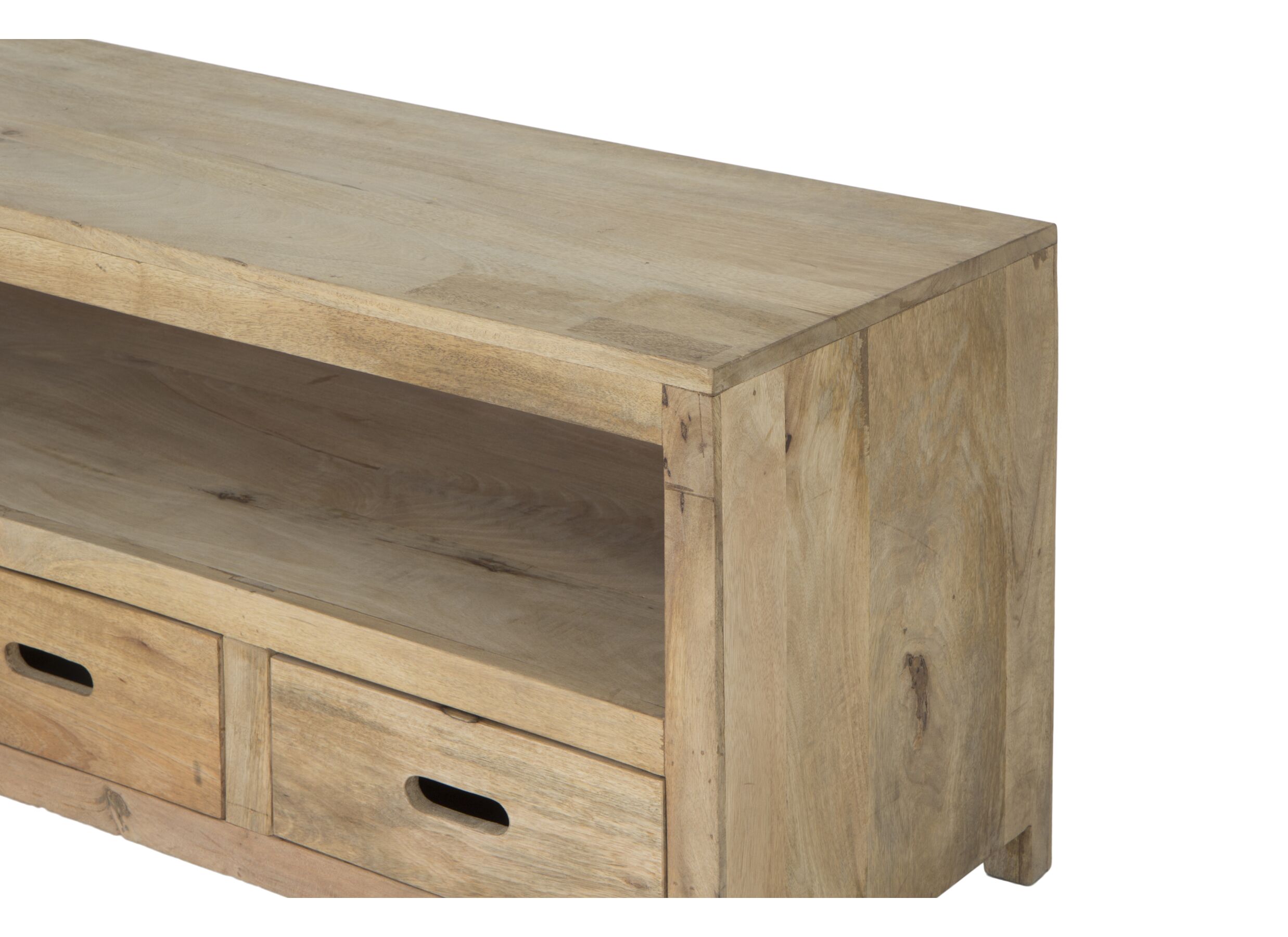 Meuble TV Ploutos 165x48cm - manguier massif - naturel