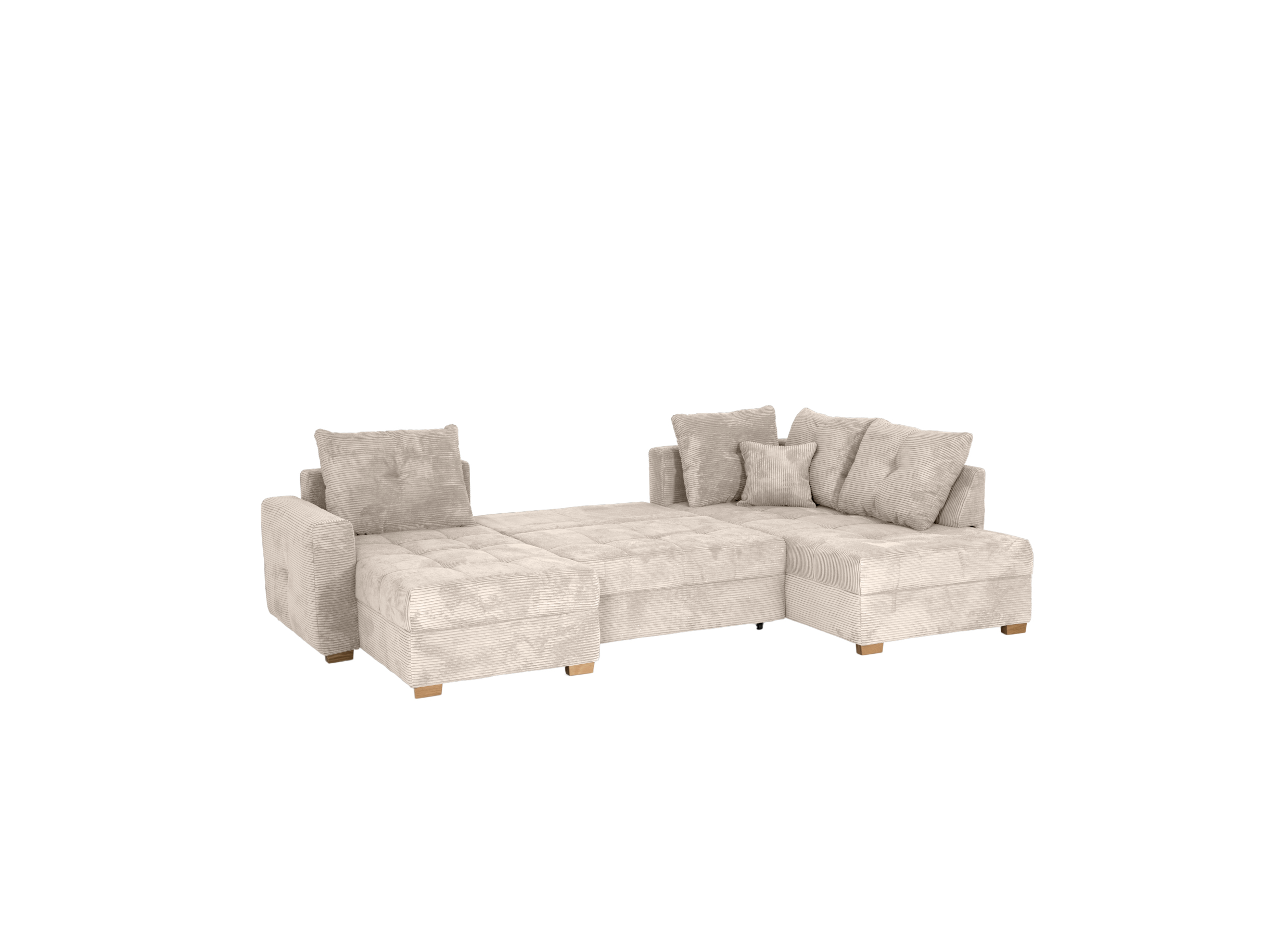 Aperçu - Canapé d'angle Abby 311x170cm - tissu - beige avec fonction lit