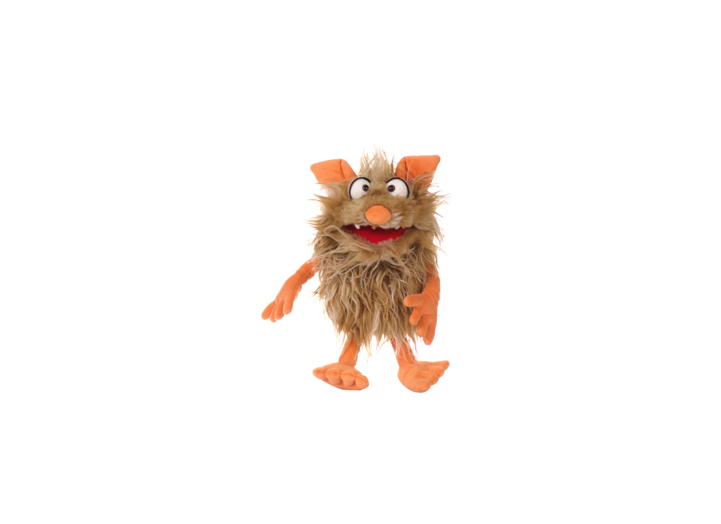 Handpop Flausi H30cm - polyester - beige/oranje - Marionnette à main Flausi H30cm - polyester - beige/orange