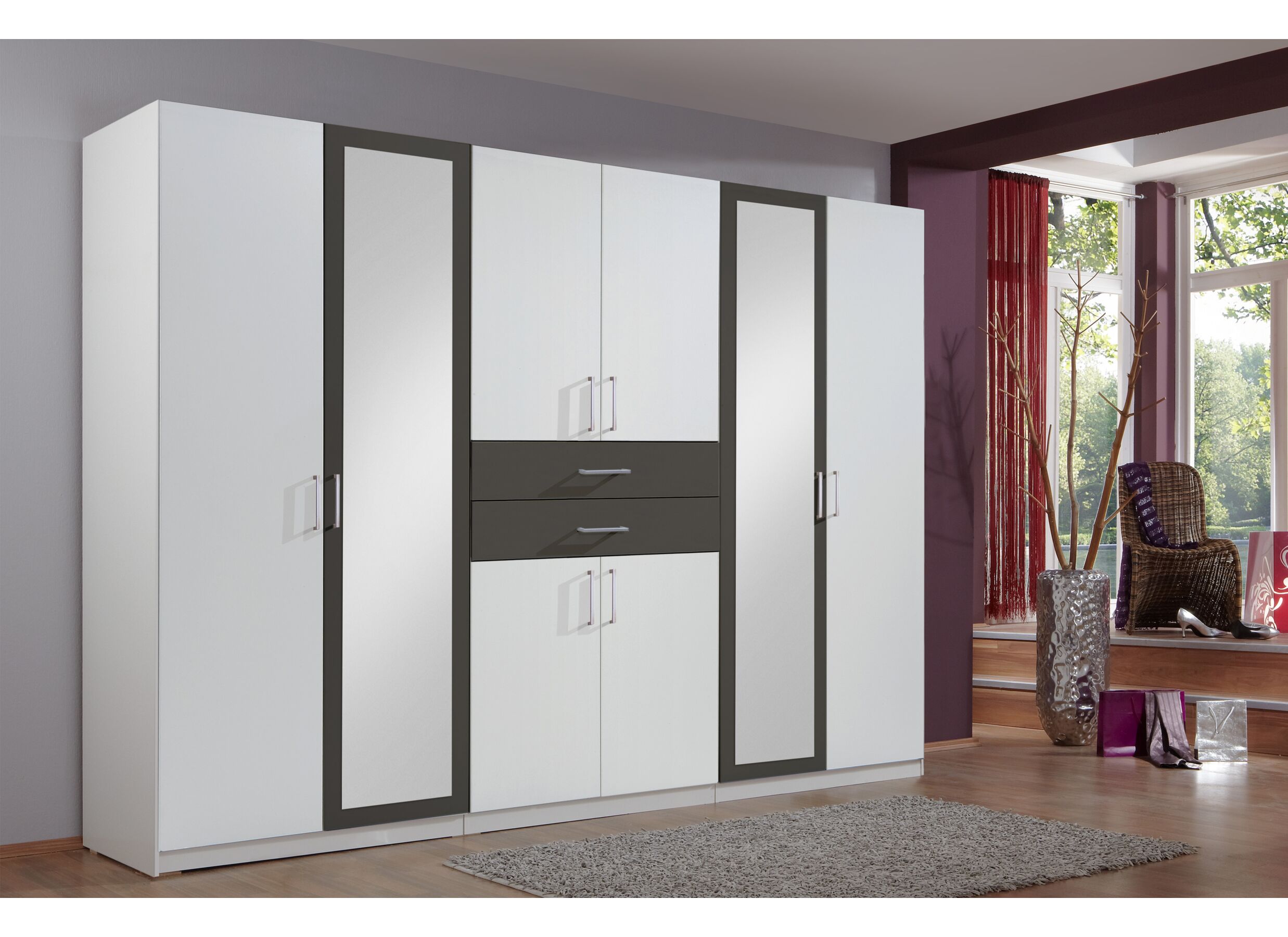 Garde-robe Diver 270cm - décor - blanc/graphite