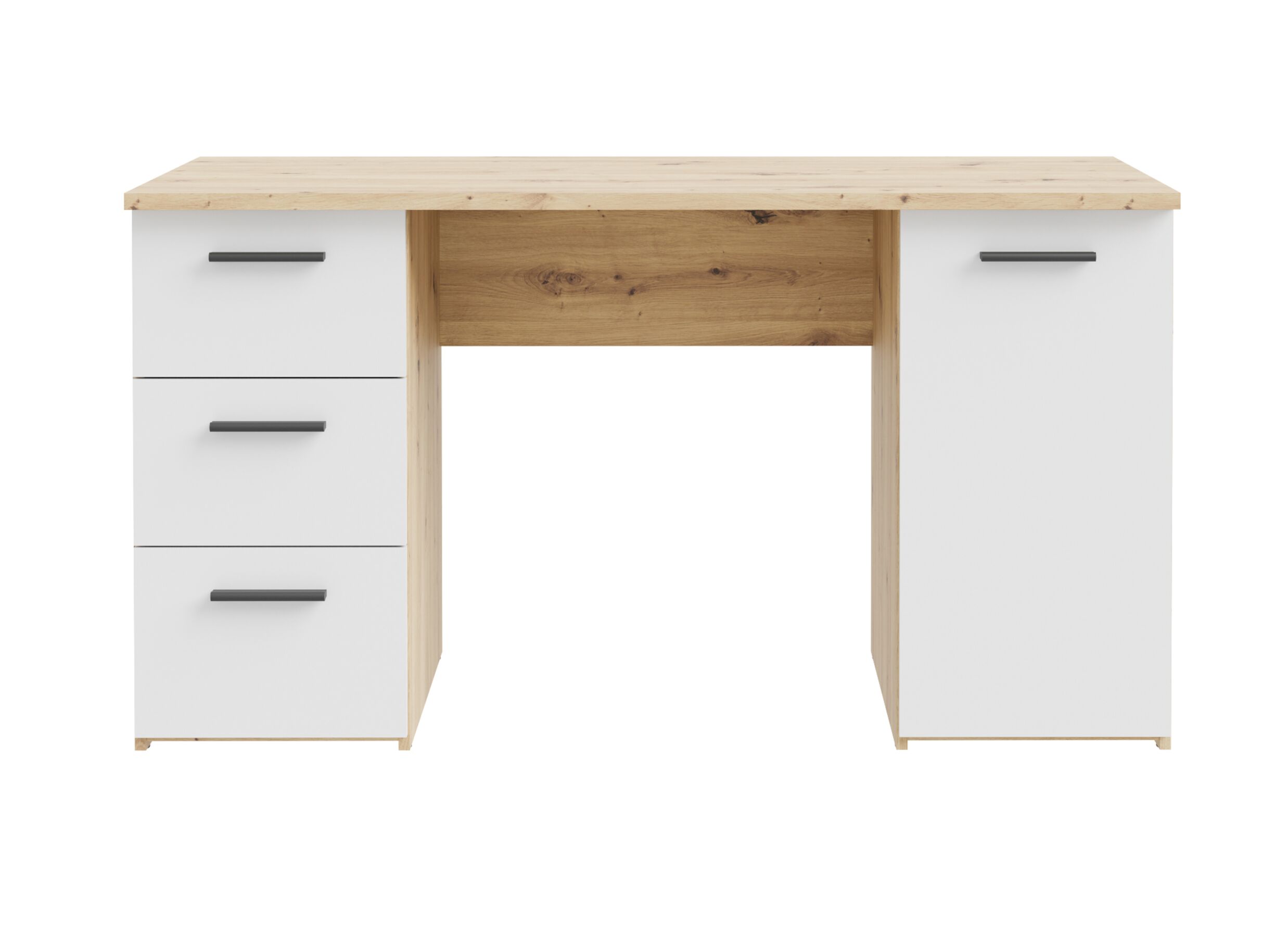 Aperçu - Bureau Net307 138x60x74cm - décor - blanc & chêne artisanal