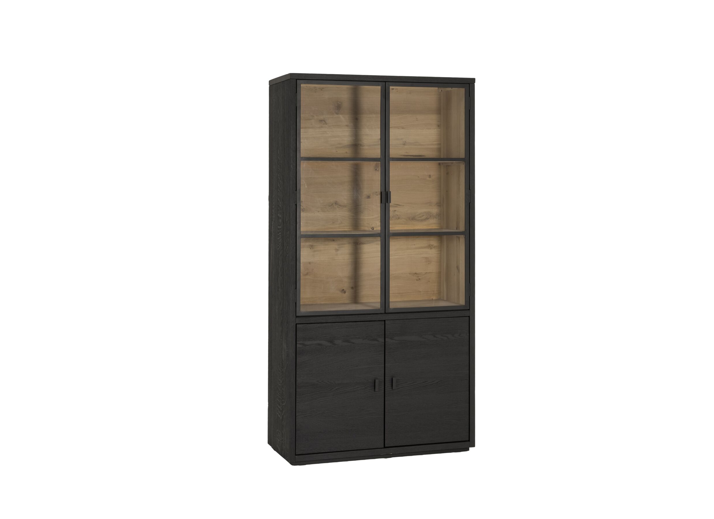 Vitrine Mauri 116 - Vitrine Mauri 116,5cm - chêne massif - noir avec éclairage