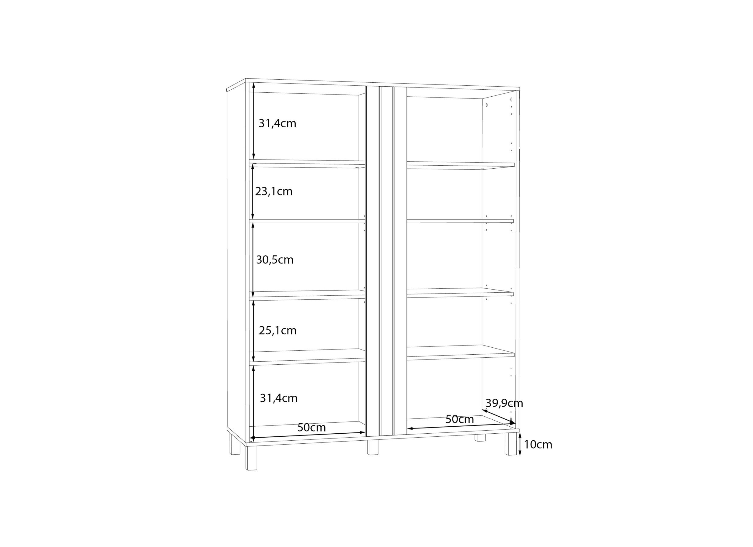 Afmetingen - Vitrinekast Killarney 121cm - decor - mauvela oak/sand