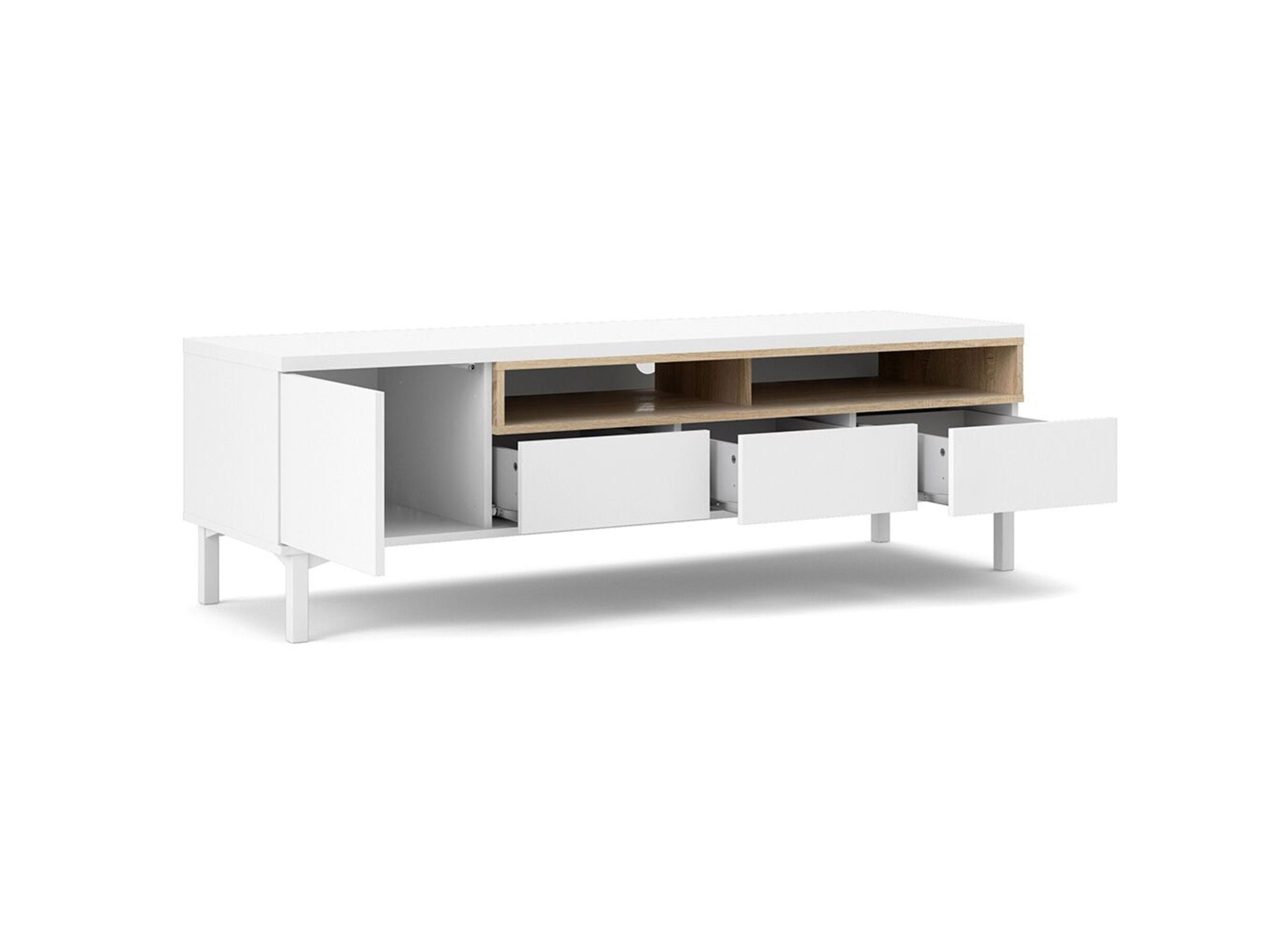 Indeling - Tv-meubel Roomers 156cm - spaanplaat - witte eik
