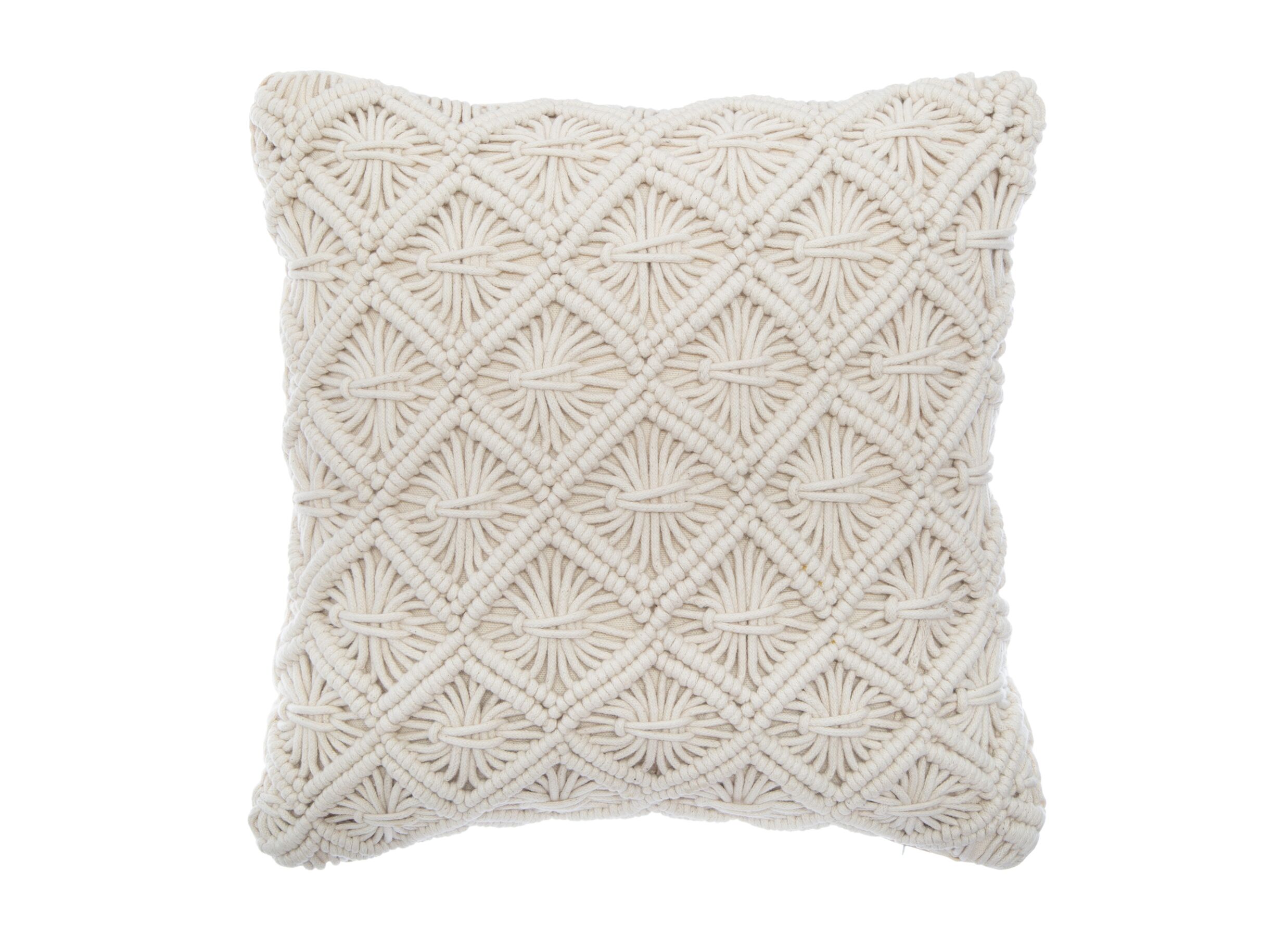 Kussen Macrame 40x40cm - katoen - gebroken wit