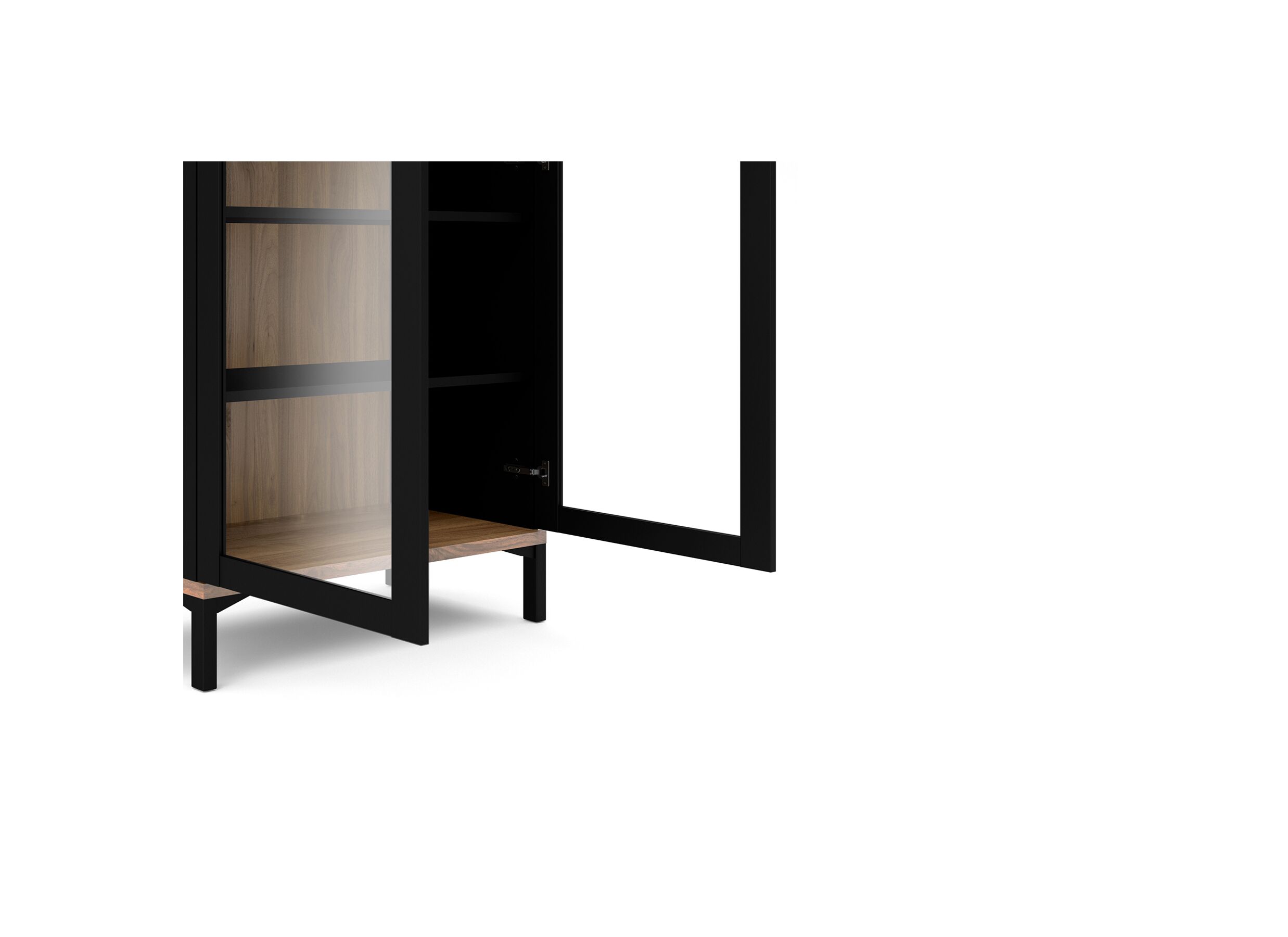 Vitrinekast Roomers 89cm - decor - zwart/walnoot