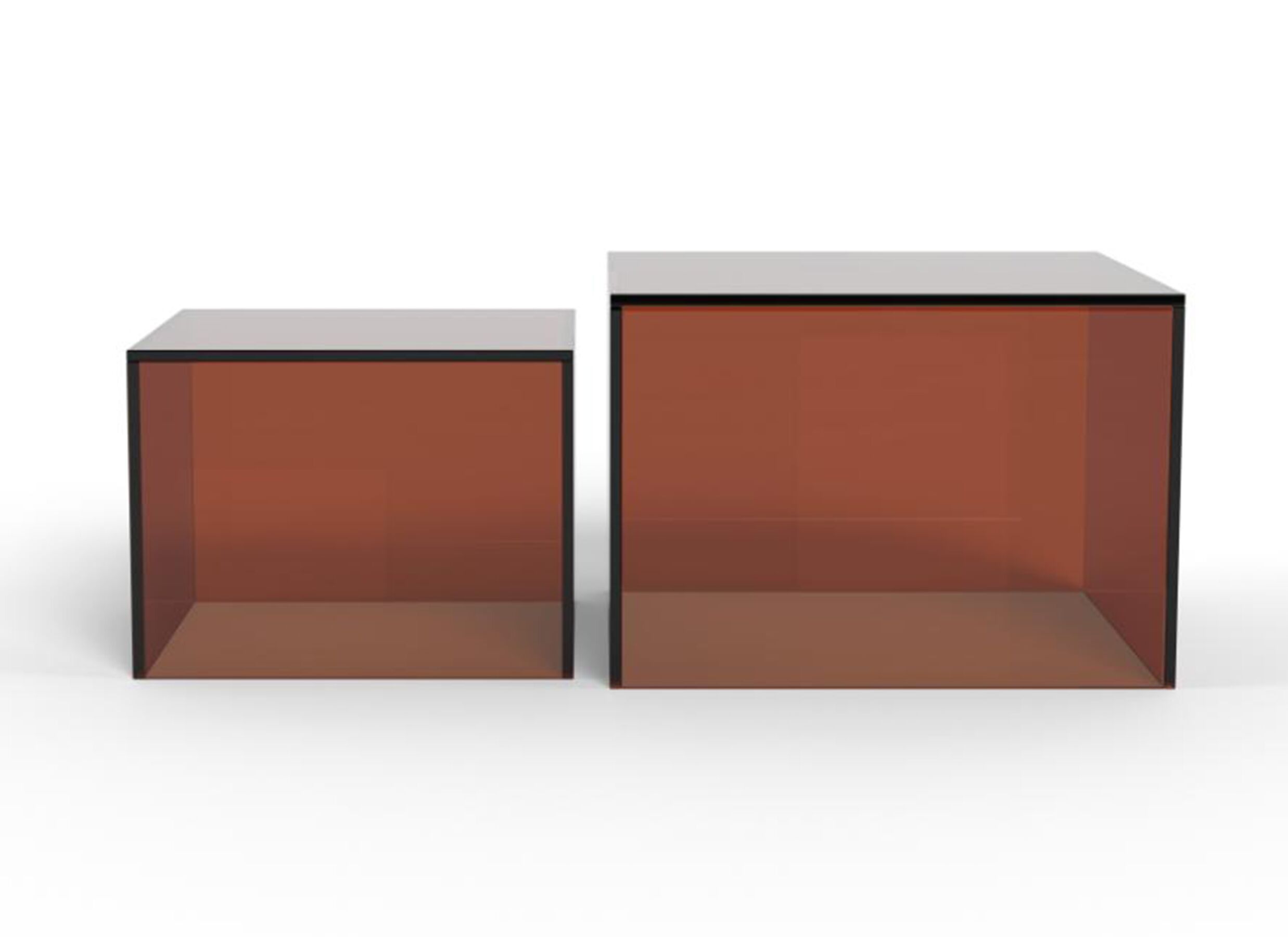 Aperçu - Table basse 50x35/40x30cm - verre - brun