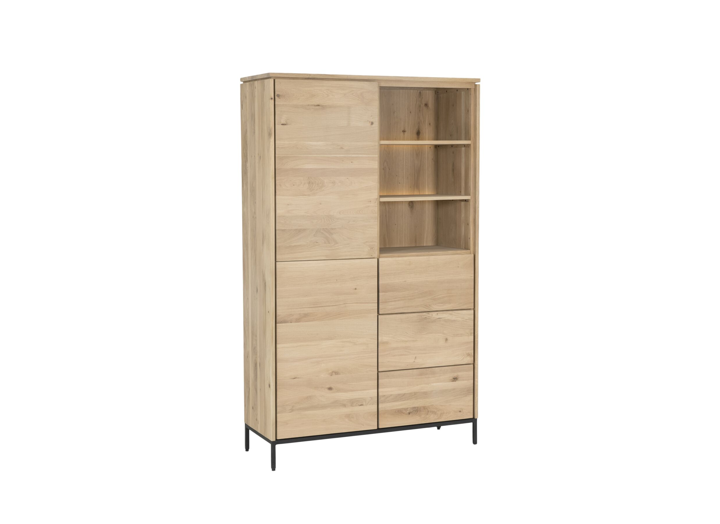 Armoire Nomade 120x45x200cm - chêne massif & placage & décor - naturel
