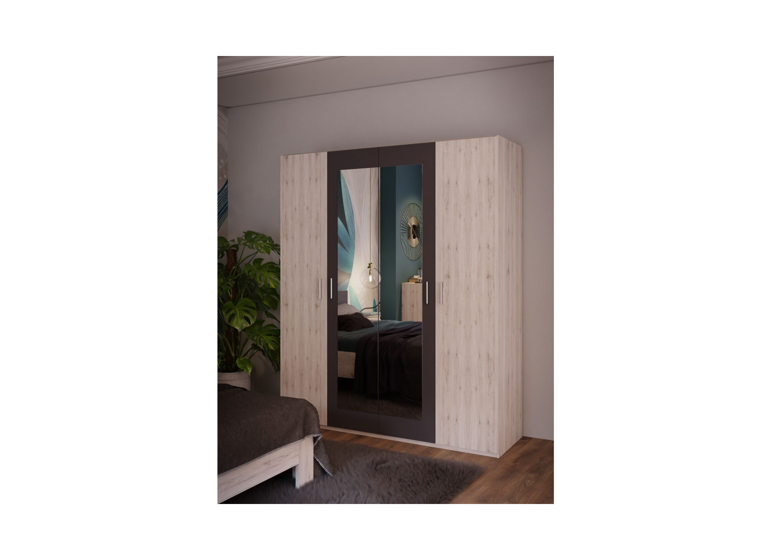 Foto ambiance - Garde-robe Adria 178cm - décor - chêne sable/gris tungstène