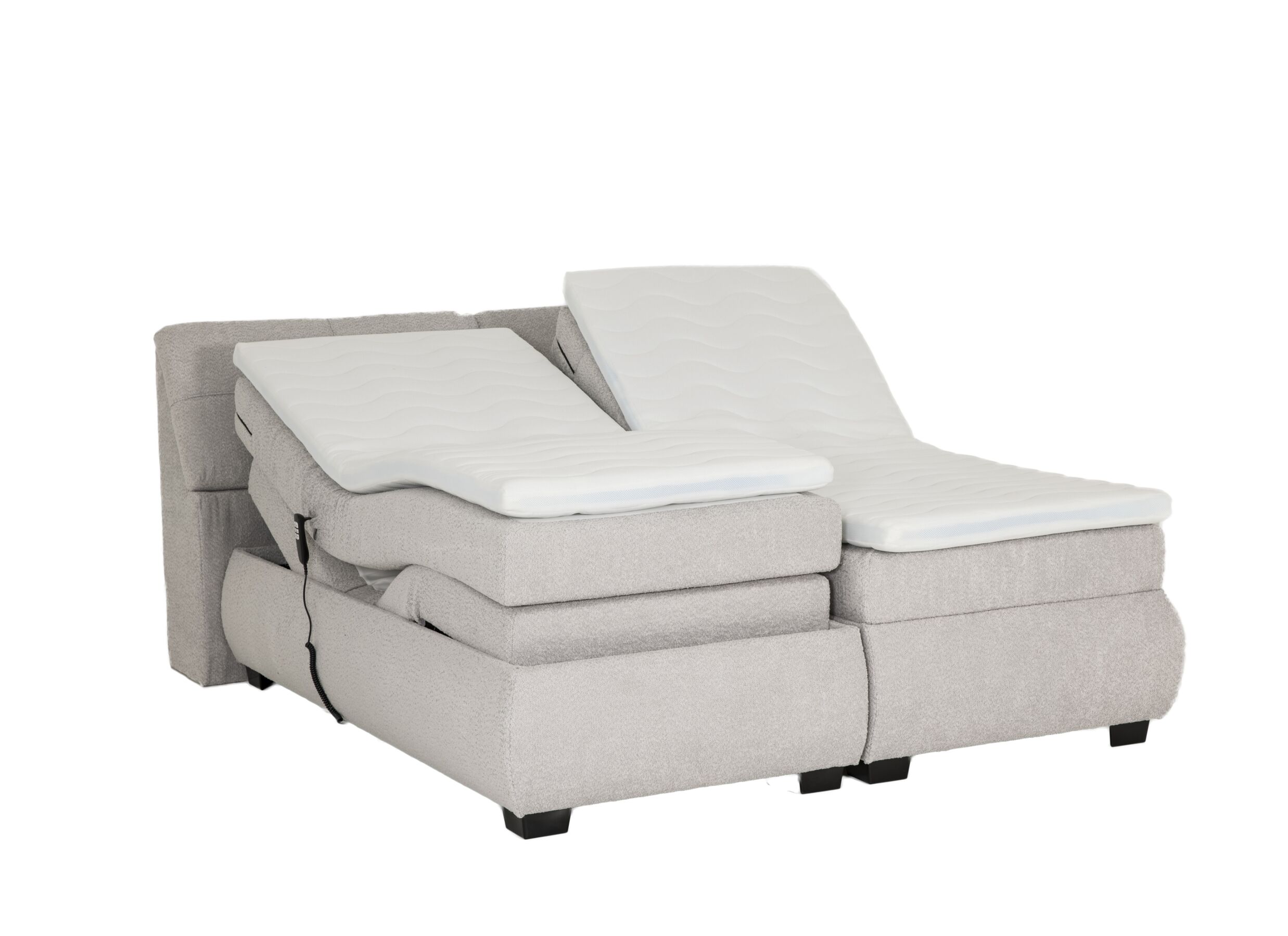 Aperçu - Boxspring Reynosa 180x200cm avec rangement/électrique tissu argent