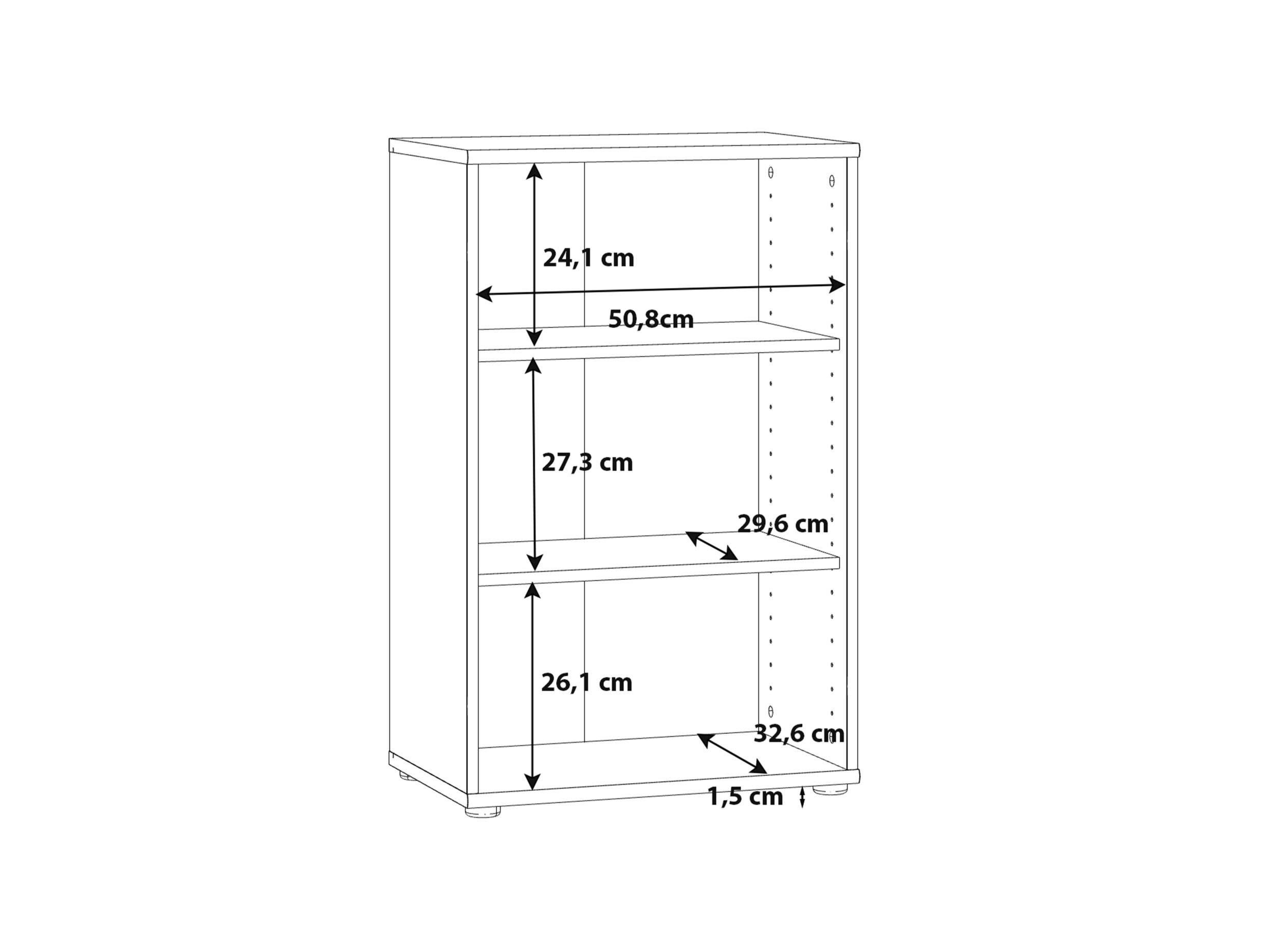 Dimensions - Bibliothèque Topic 54x35x86cm - décor - blanc