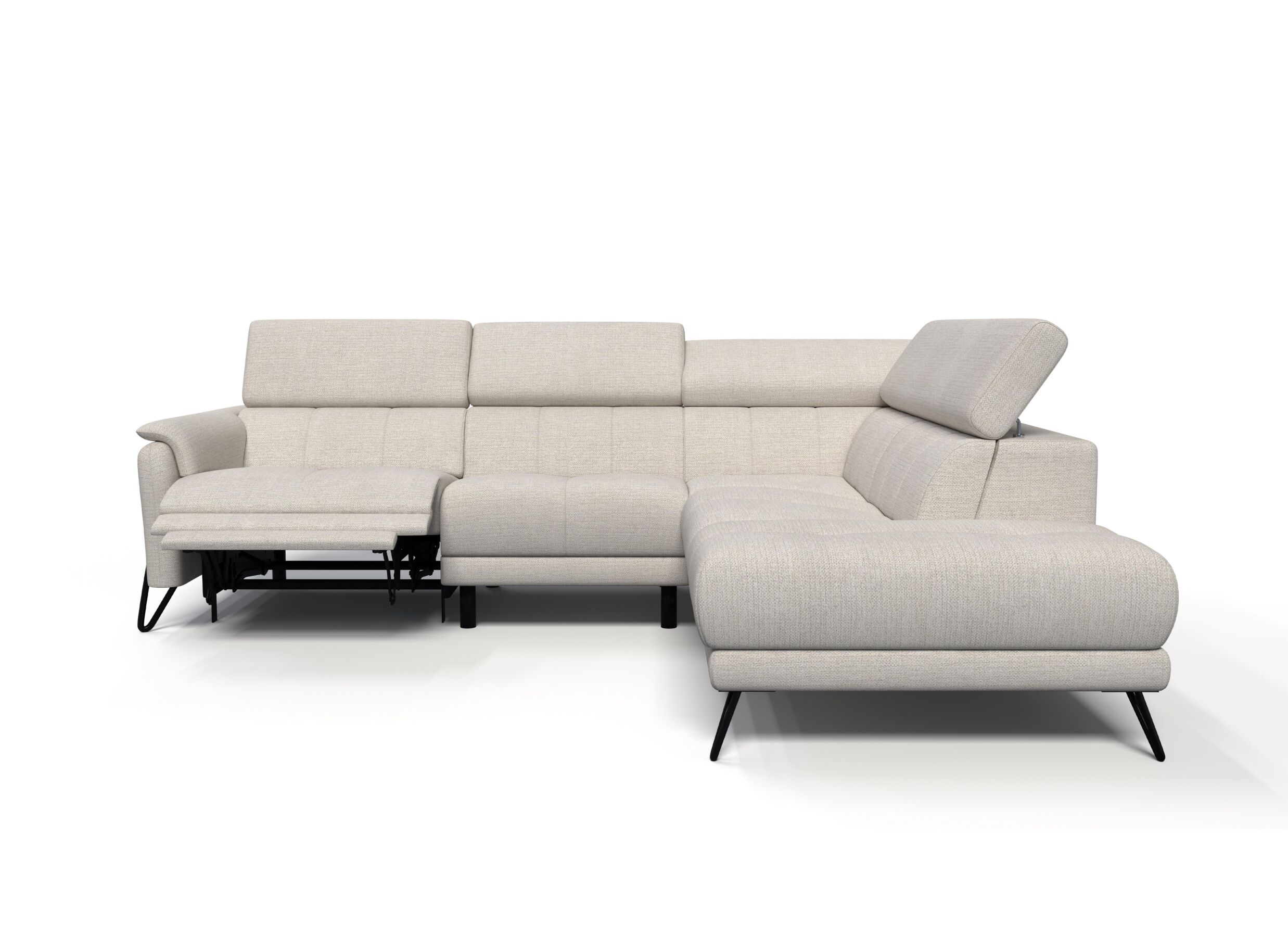 Aperçu - Canapé d'angle Oltens 281x228cm - tissu - beige avec relax